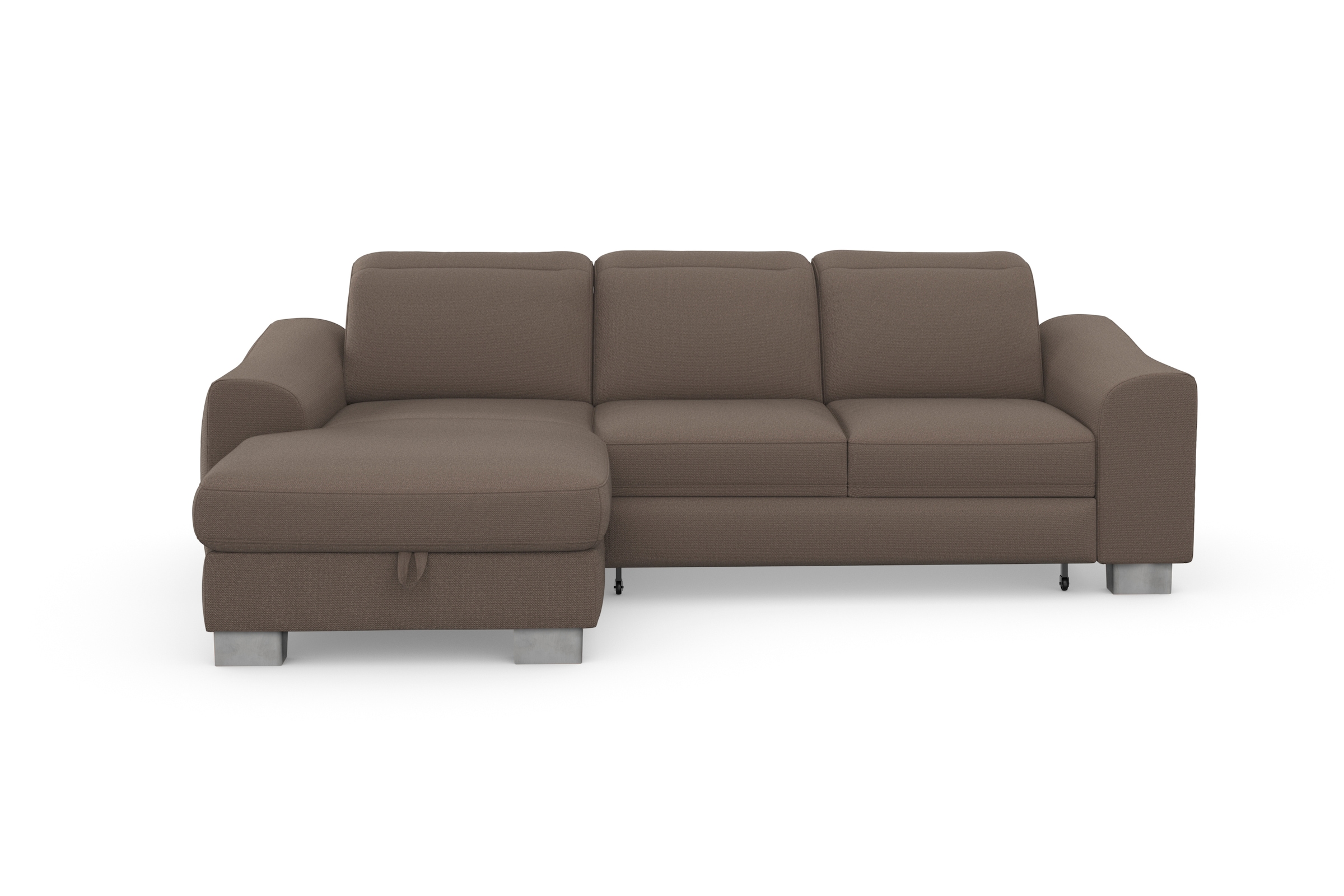 sit&more Ecksofa »Dundee L-Form«, mit Federkern und Edelstahlfüßen, wahlweise mit Kopfteilverstellung