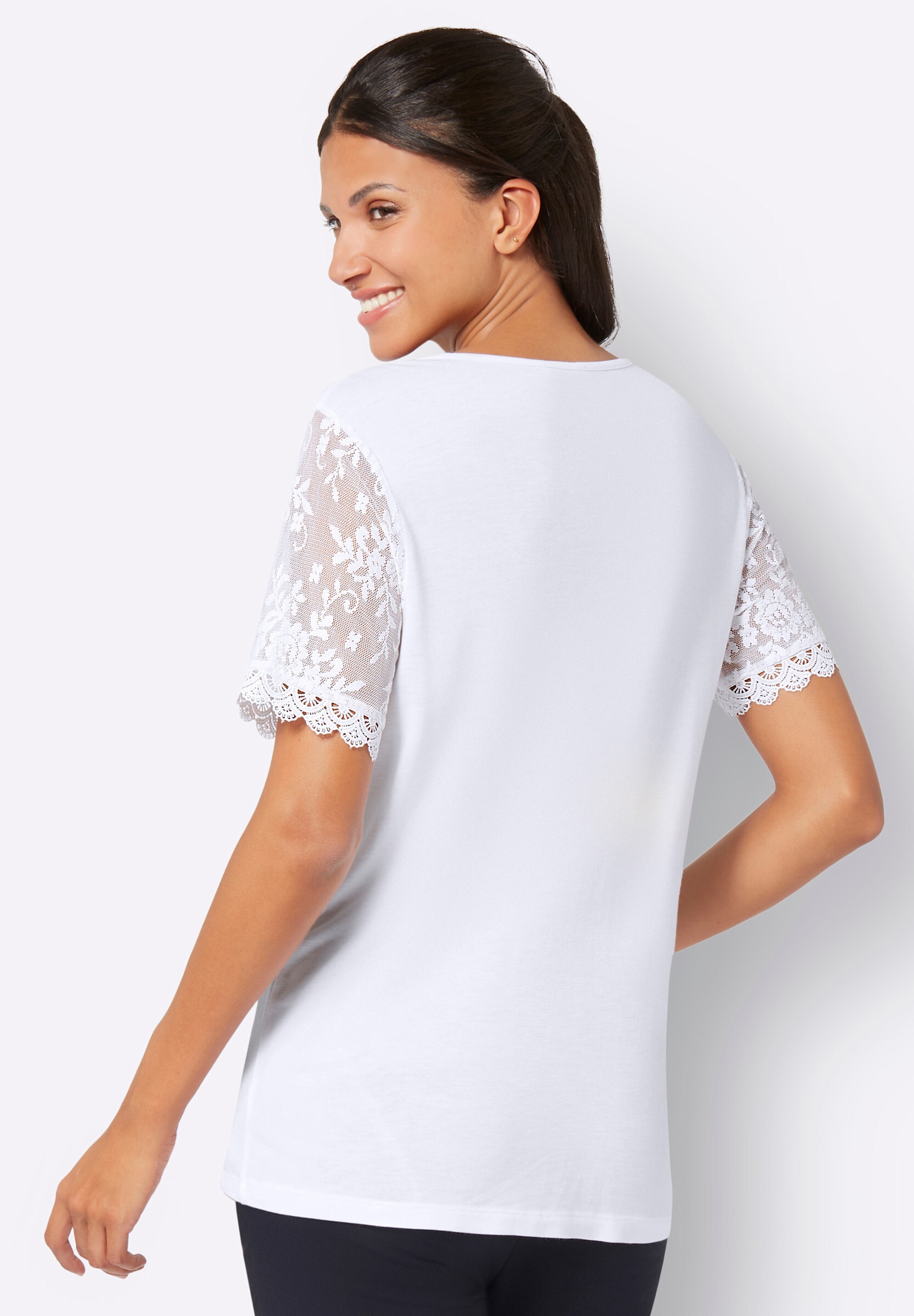 Sieh an! Trachtenshirt »Rundhals-Shirt Spitzenshirt aus reiner Viskose«