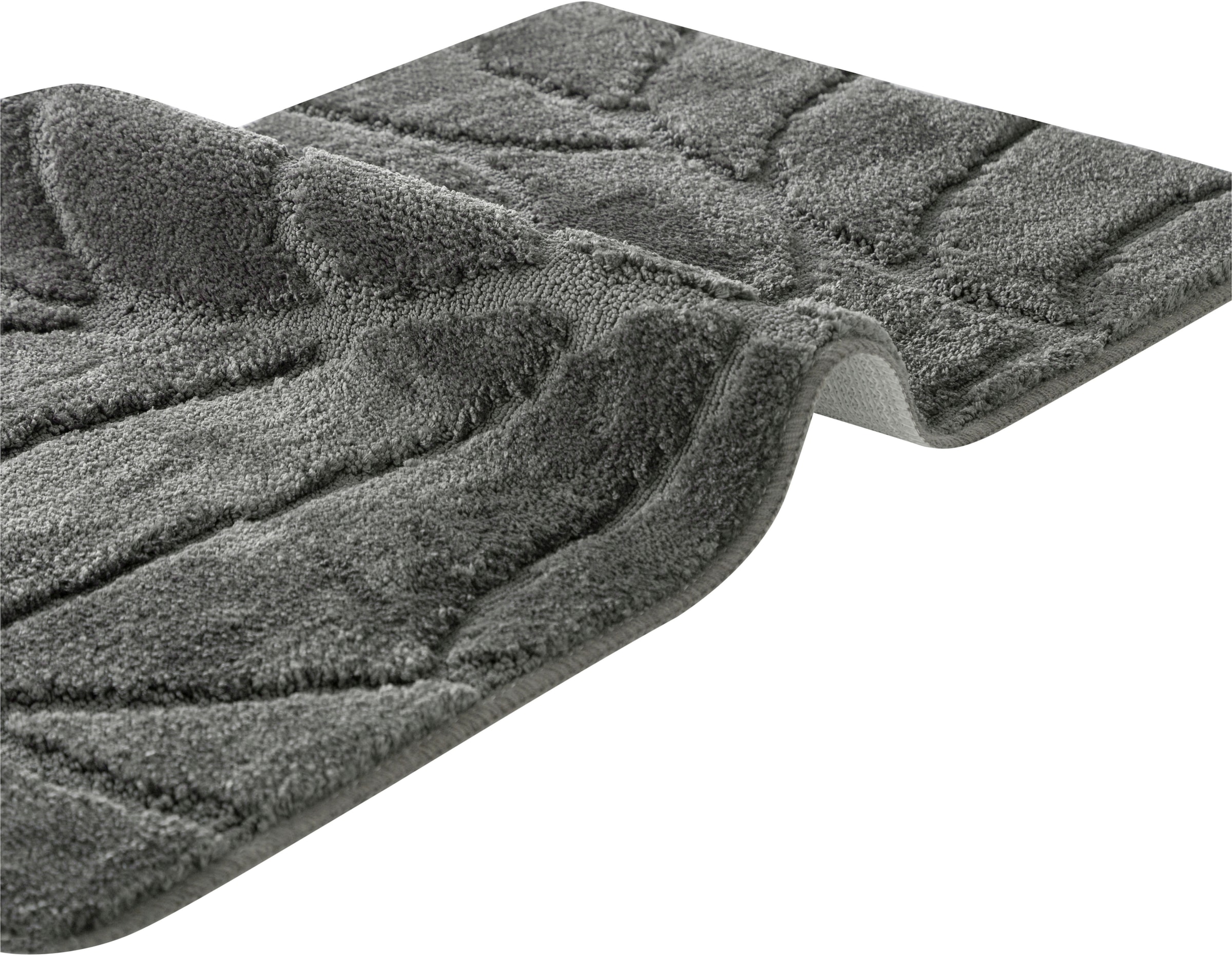 my home Badematte »Epense, Badvorleger, Badezimmer Teppich, Duschvorleger«, fußbodenheizungsgeeignet-schnell trocknend, Badteppich, Uni Farben, Blätter, Hoch-Tief Effekt