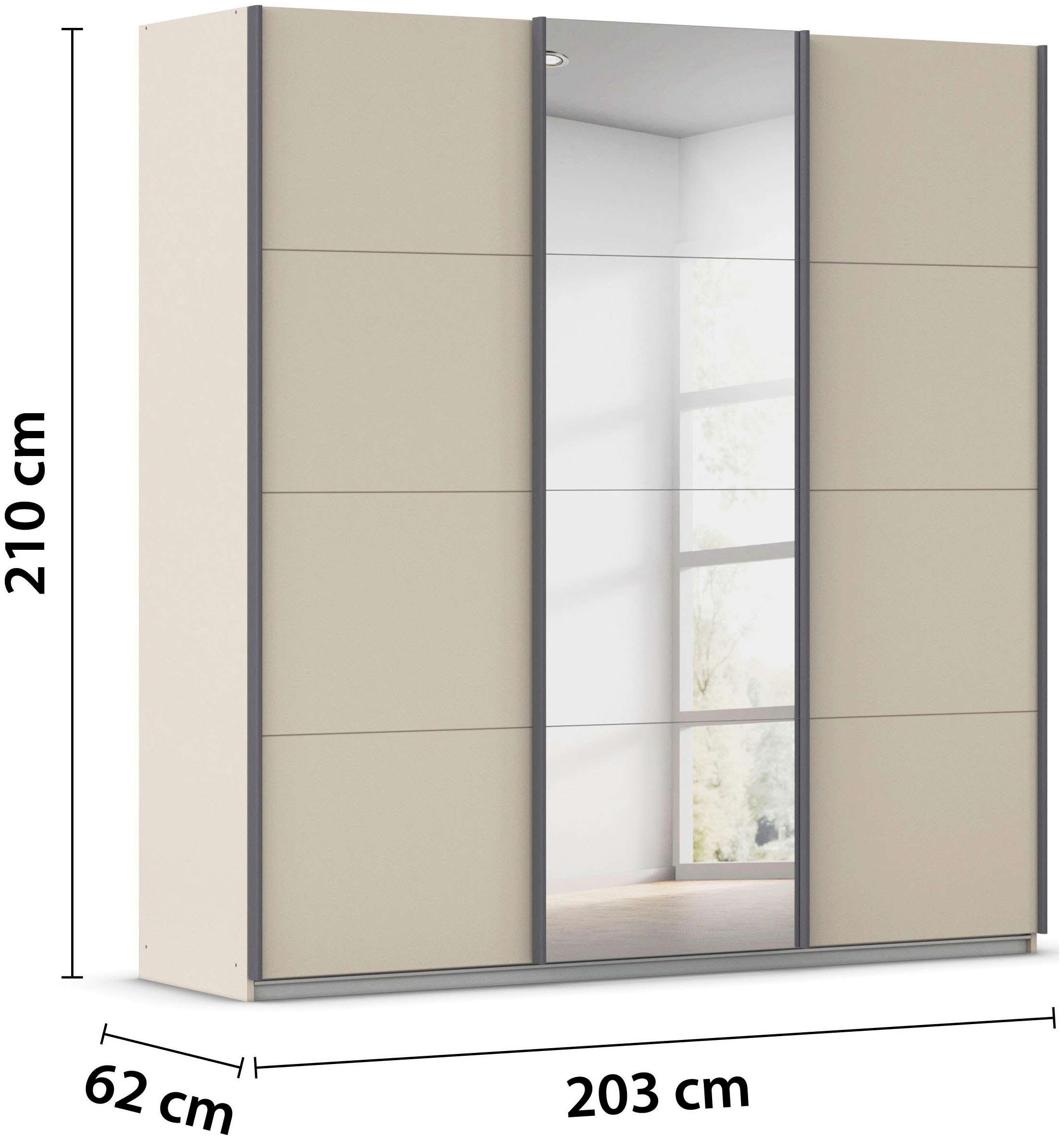 rauch Schwebetürenschrank »Kleiderschrank Schrank Garderobe AGORDO«, (in zwei Griff-Farben), Top Innenausstattung, in 4 Breiten und 2 Höhen MADE IN GERMANY