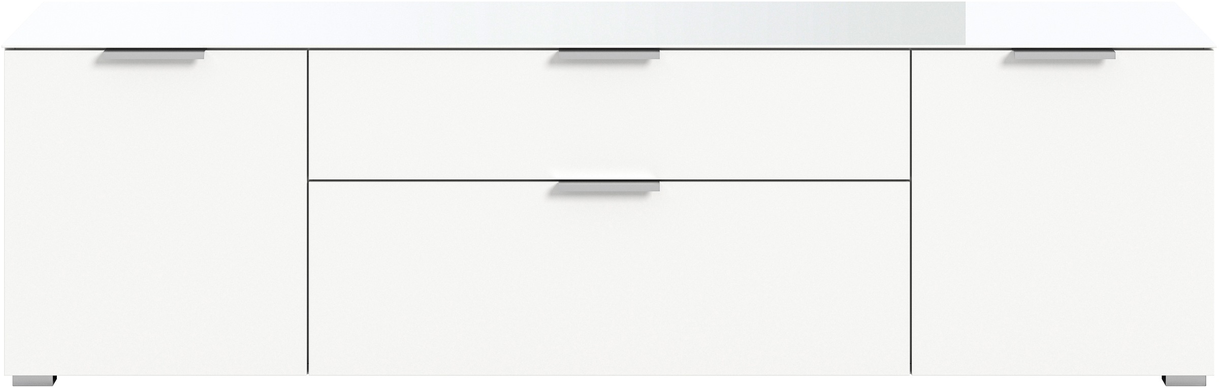 INOSIGN Lowboard »Raio, Breite 179 cm, 2 Türen, 2 Schubkästen, Oberboden mit Glasplatte«, TV-Board, TV-Schrank, Mediaboard, Fernsehschrank