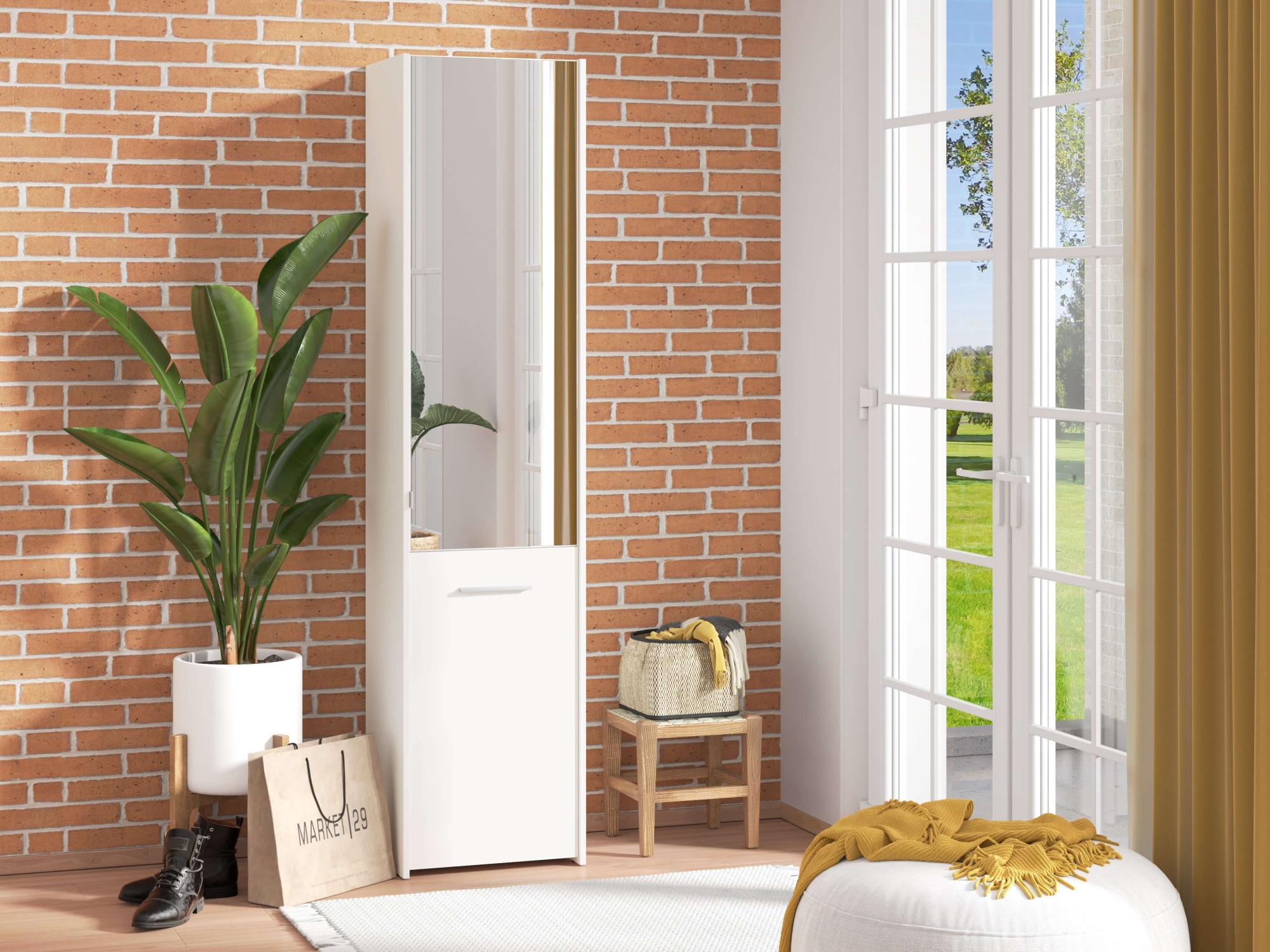 INOSIGN Schuhschrank »Menorca Schuhkommode, Lagerschrank, Schuhregal, Breite 47 cm«, mit zwei Türen, in modernen und eleganten Farben, mit einem Spiegel