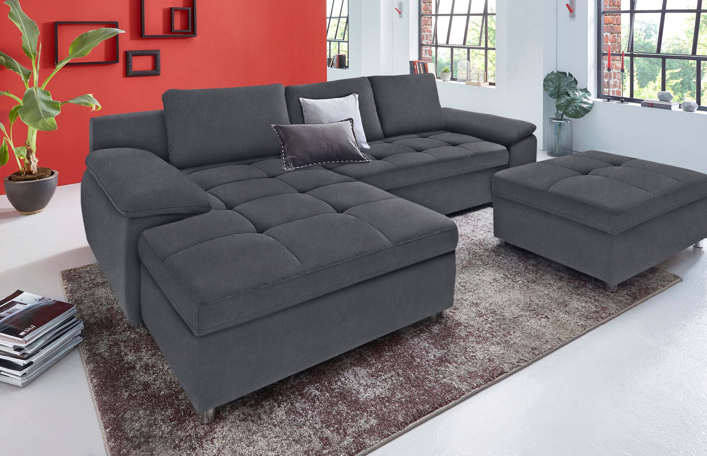 sit&more Ecksofa »Labene L-Form«, wahlweise mit Bettfunktion und Bettkasten, auch als XXL-Variante