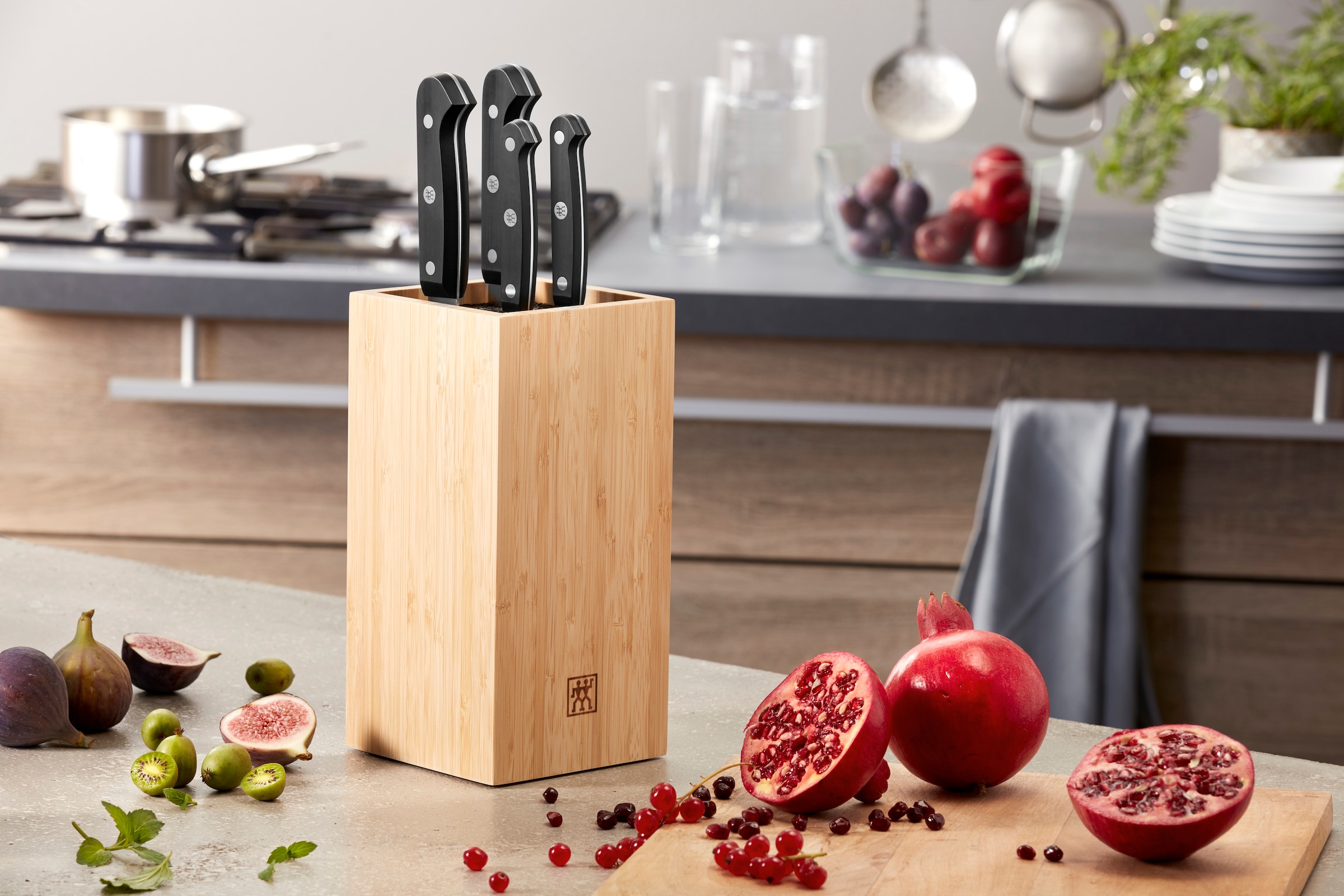 Zwilling Messerblock »Gourmet, inkl. 4 Messer« 5 Stk. mit flexiblen Kunststoff-Borsten, Bambus