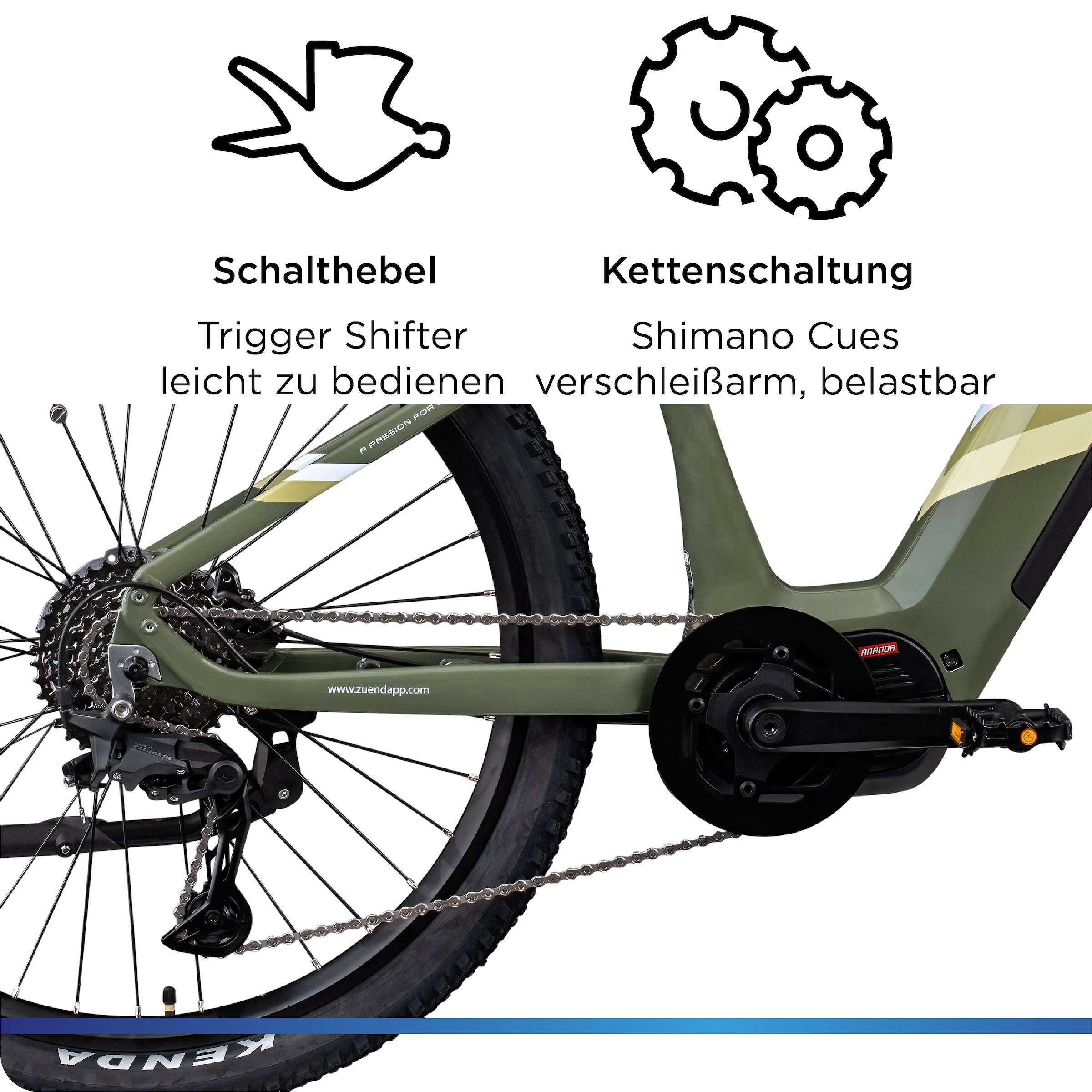 Zündapp »X900« 10 Gang Shimano Cues U6020 SGS Schaltwerk Kettenschaltung Mittelmotor 250 W Pedelec, Elektrofahrrad für Damen und Herren, MTB