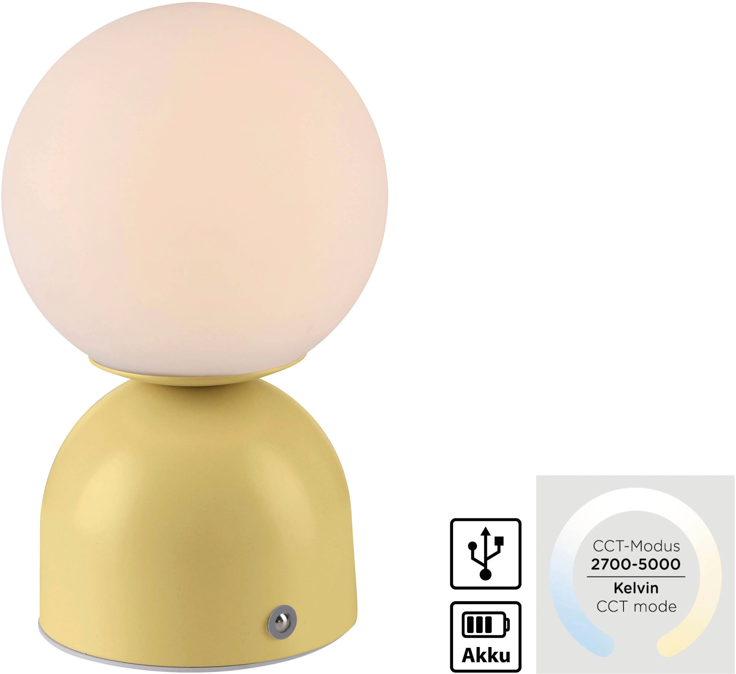 SCHÖNER WOHNEN-Kollektion LED Tischleuchte »RUDI« LED-Board 1 Stk. warmweiß - kaltweiß SCHÖNER WOHNEN Kollektion, CCT 3000-6000K, Touchdimmer, Memoryfunktion