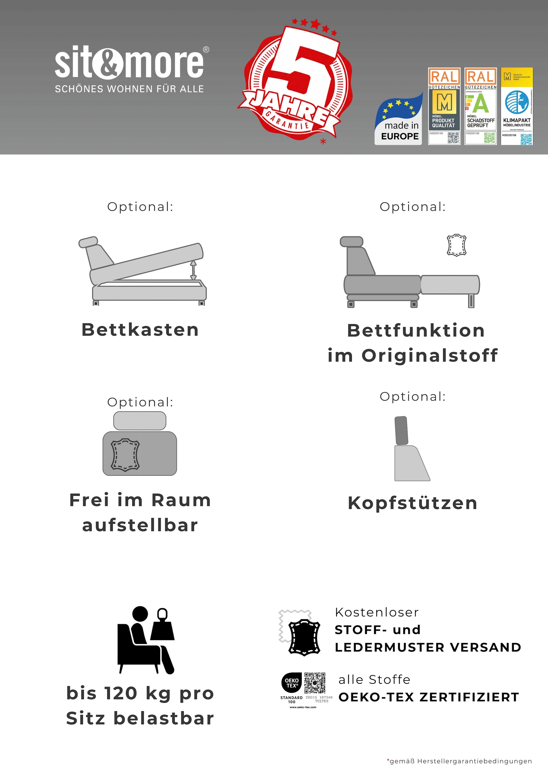 sit&more Polsterhocker »Chelsea, B: 103 cm, Leder« mit praktischem Stauraum, besonders langlebig