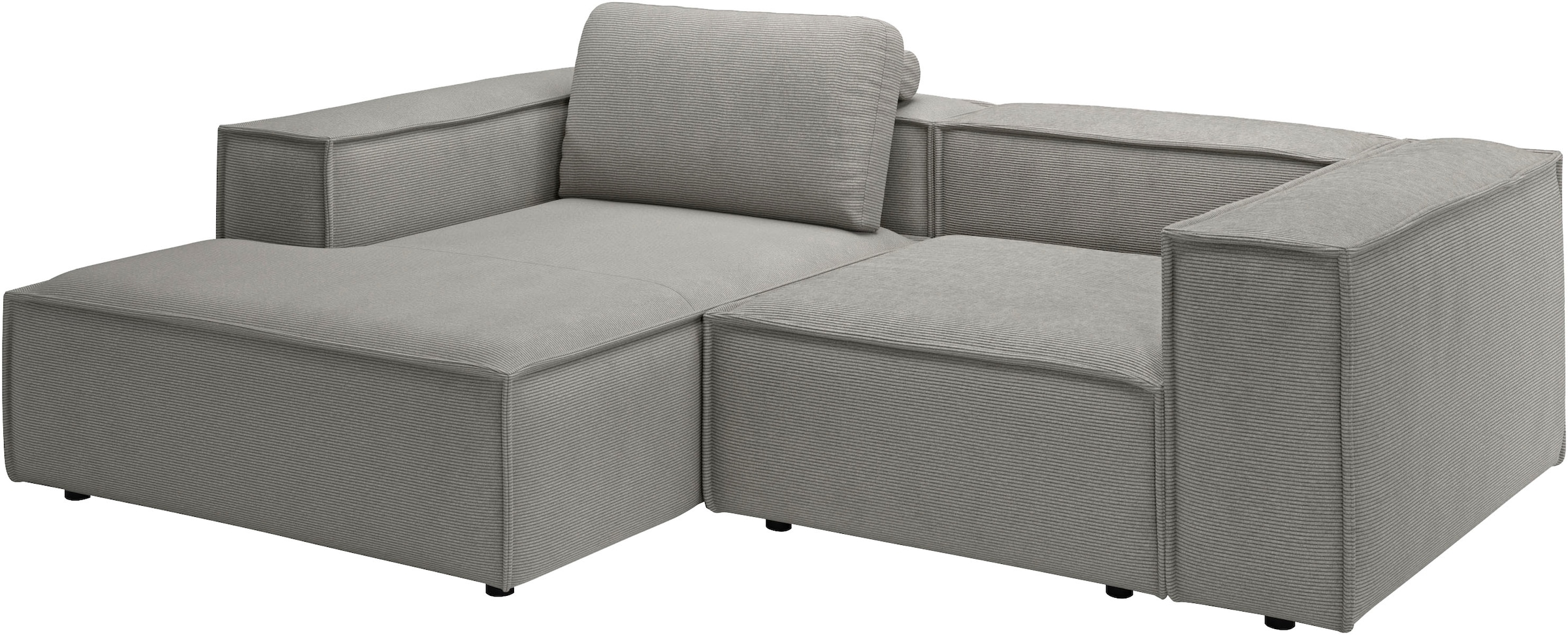 Places of Style Ecksofa »Watertown, kompakte L-Form, 246 cm breite für kleinere Räume«, modernes Ecksofa mit Feincordbezug, platzsparend & bequem