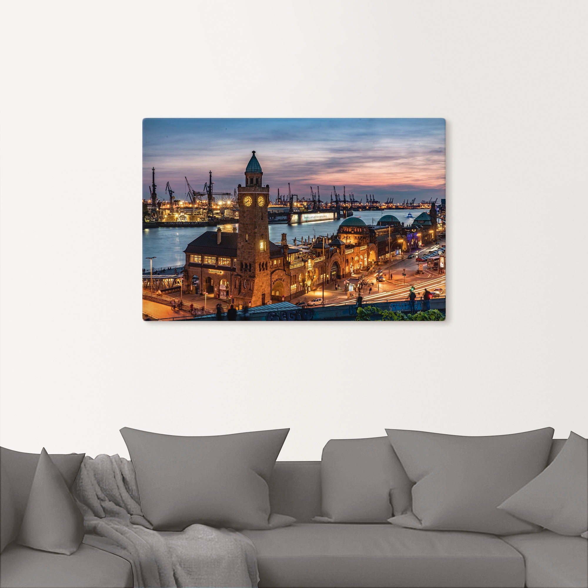 Artland Wandbild »Landungsbrücken Hamburg« Hamburg 1 Stk. tlg. als Leinwandbild, Poster in verschied. Größen