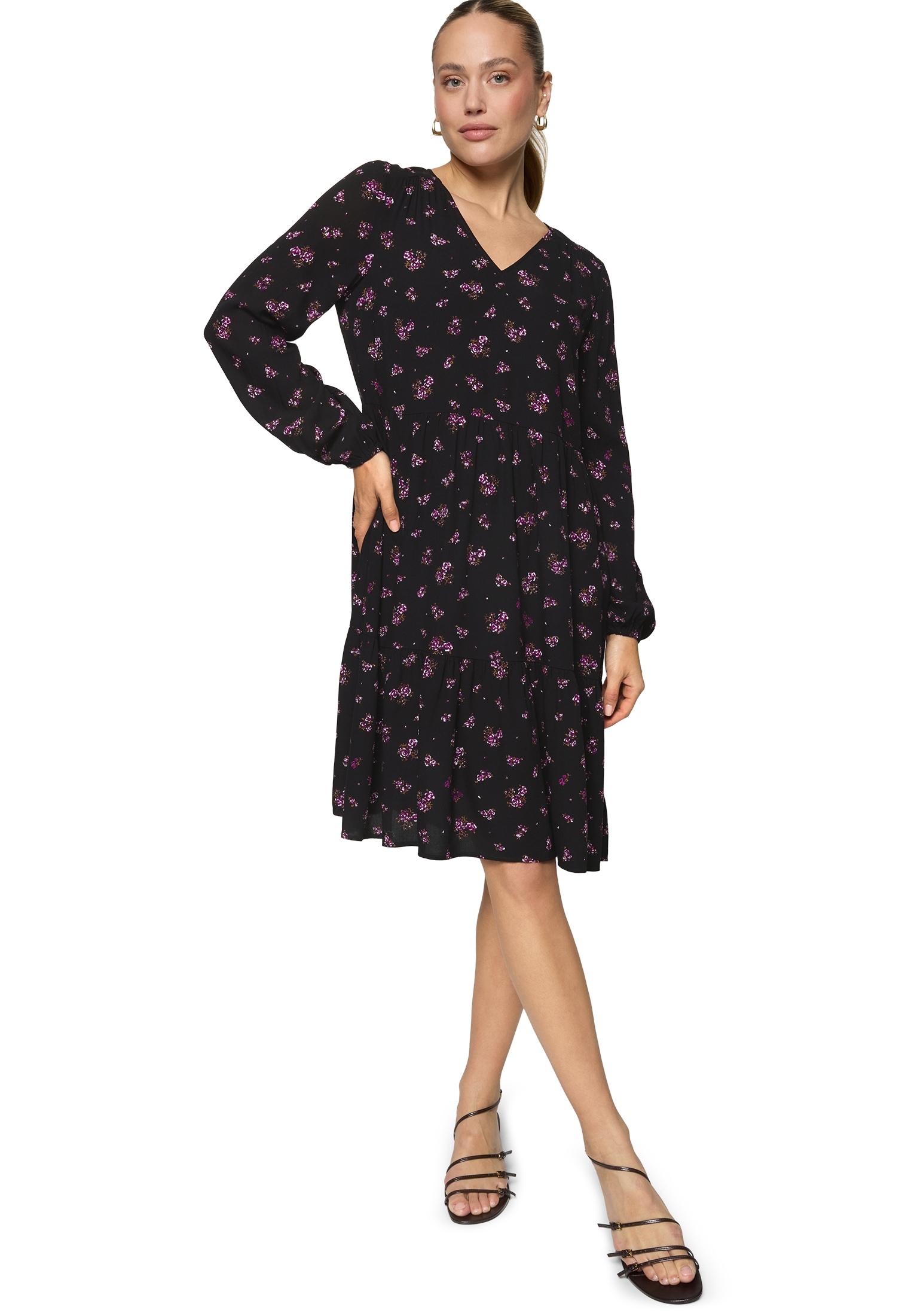 Zero Midikleid »Blusenkleid mit Blumen«