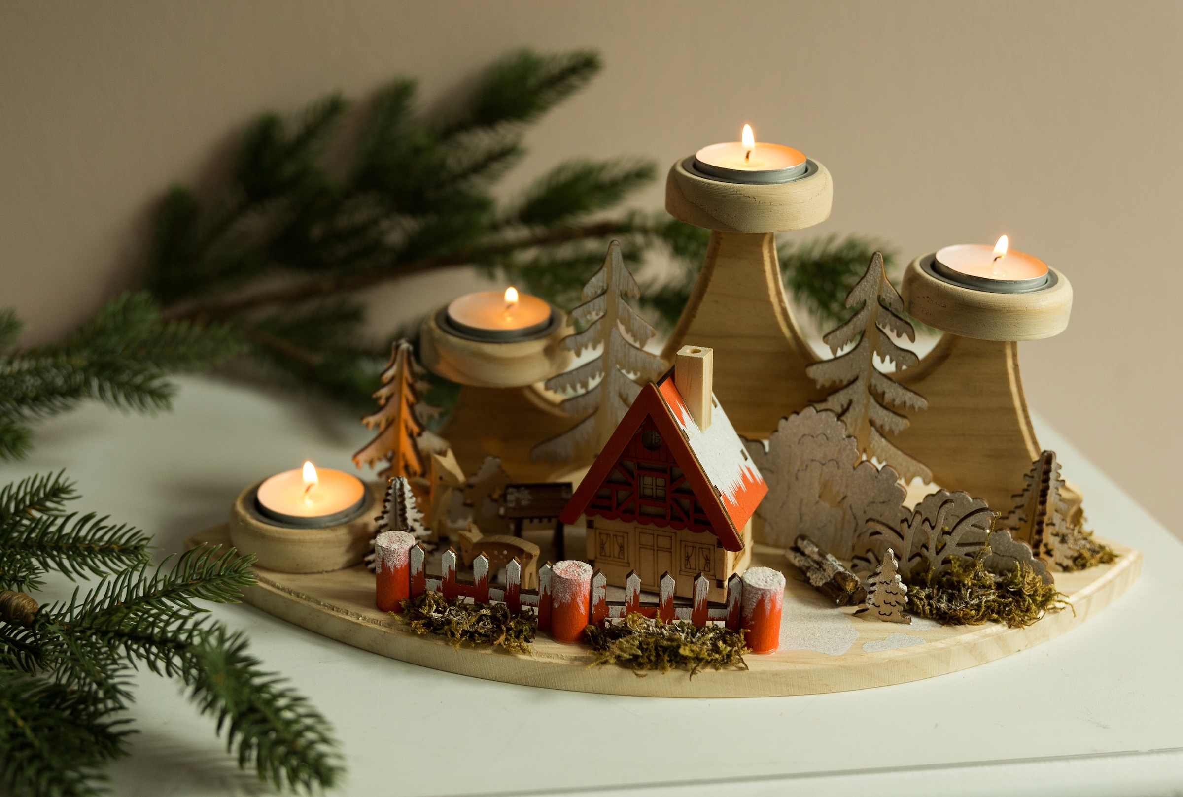 aus Teelichthalter Holz »Weihnachtsdeko«, (1 Winterlandschaft St.), my home