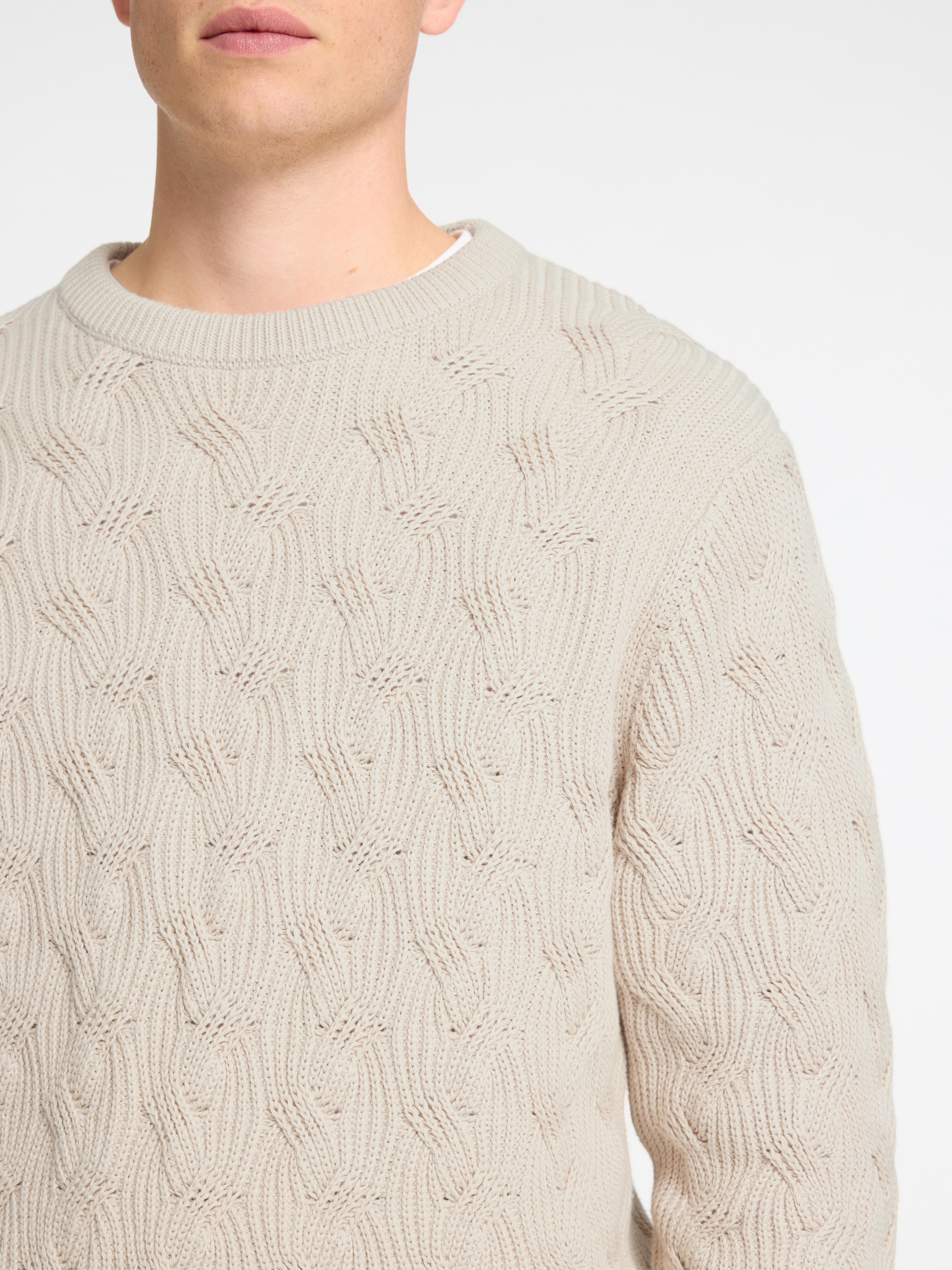 SELECTED HOMME Strickpullover »SLHCALLIS LS KNIT CABLE CREW NECK NOOS«