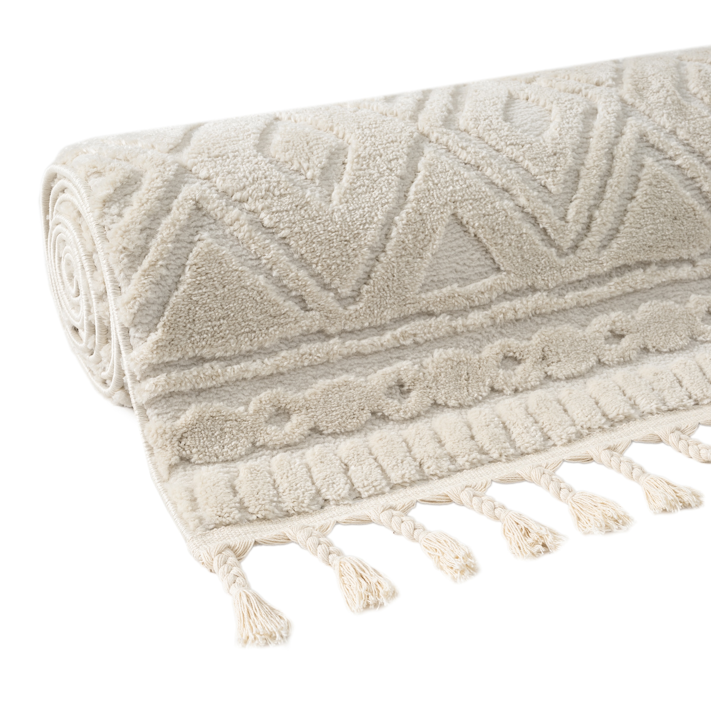 OTTO home Läufer »Bonvo 80x300 cm« rechteckig 19 mm Höhe mit Fransen, Hoch-Tief-Struktur, Wohnzimmer, Schlafzimmer