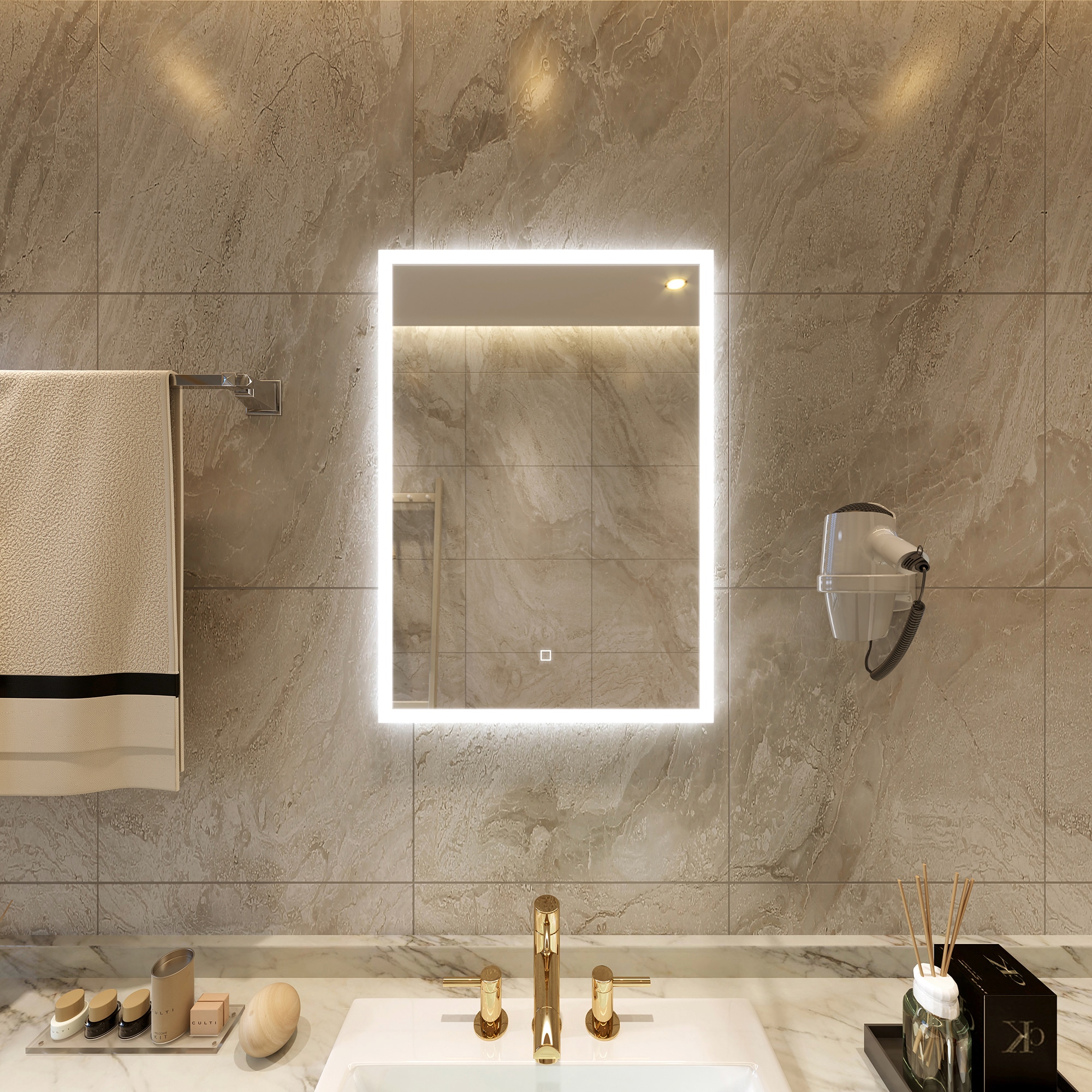 Sanotechnik LED-Lichtspiegel, Badspiegel 60x80 cm