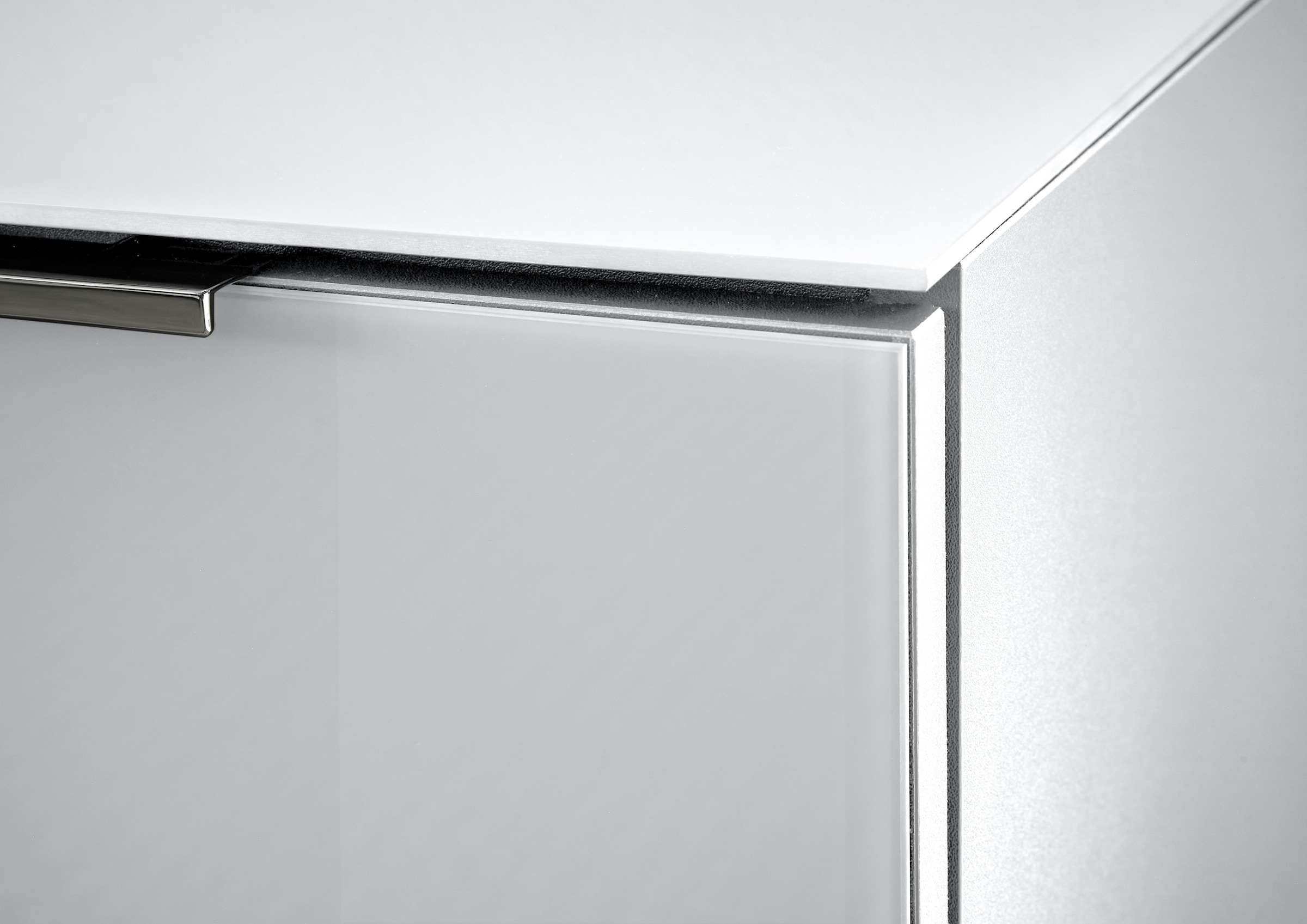 HBZ Kommode »Santorin Mehrzweckschrank mit Schubkästen, BxHxT 90x99x40 cm«, (1 St.), Mit 4 Schubkästen mit Softclose, Glasfront und Glasoberboden