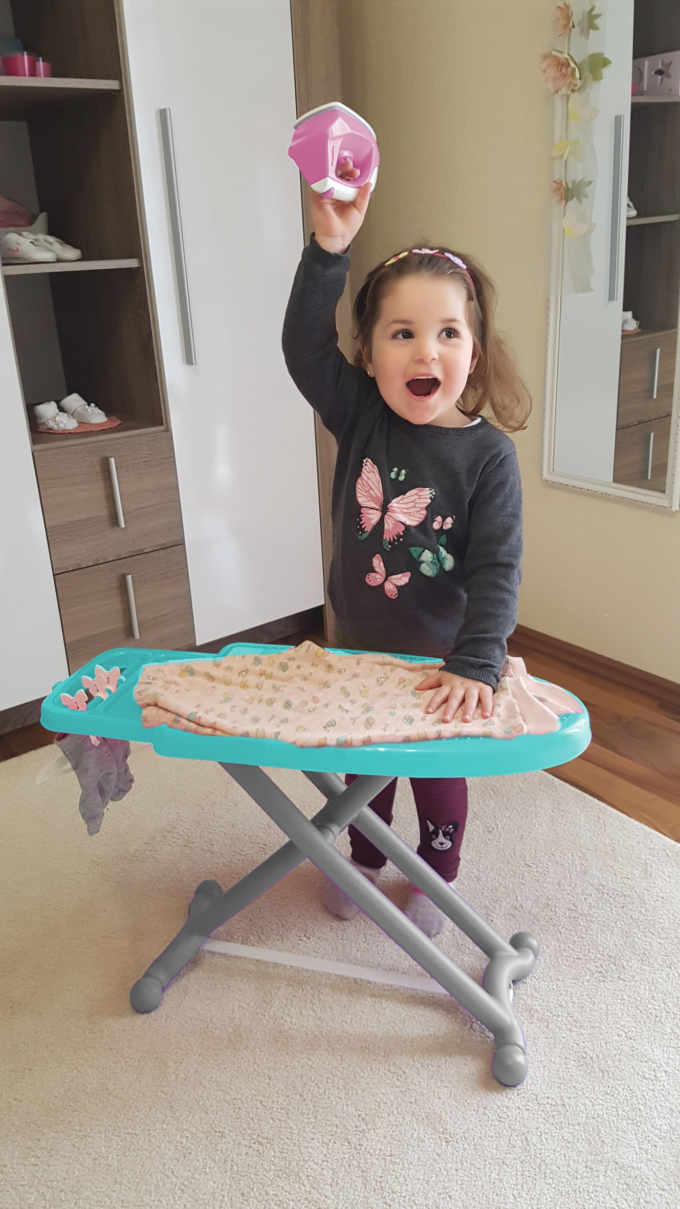 Jamara Kinder-Bügelbrett »Little Laundry Princess, türkis«, (Set, 6 tlg.), inklusive Spielzeugbügeleisen