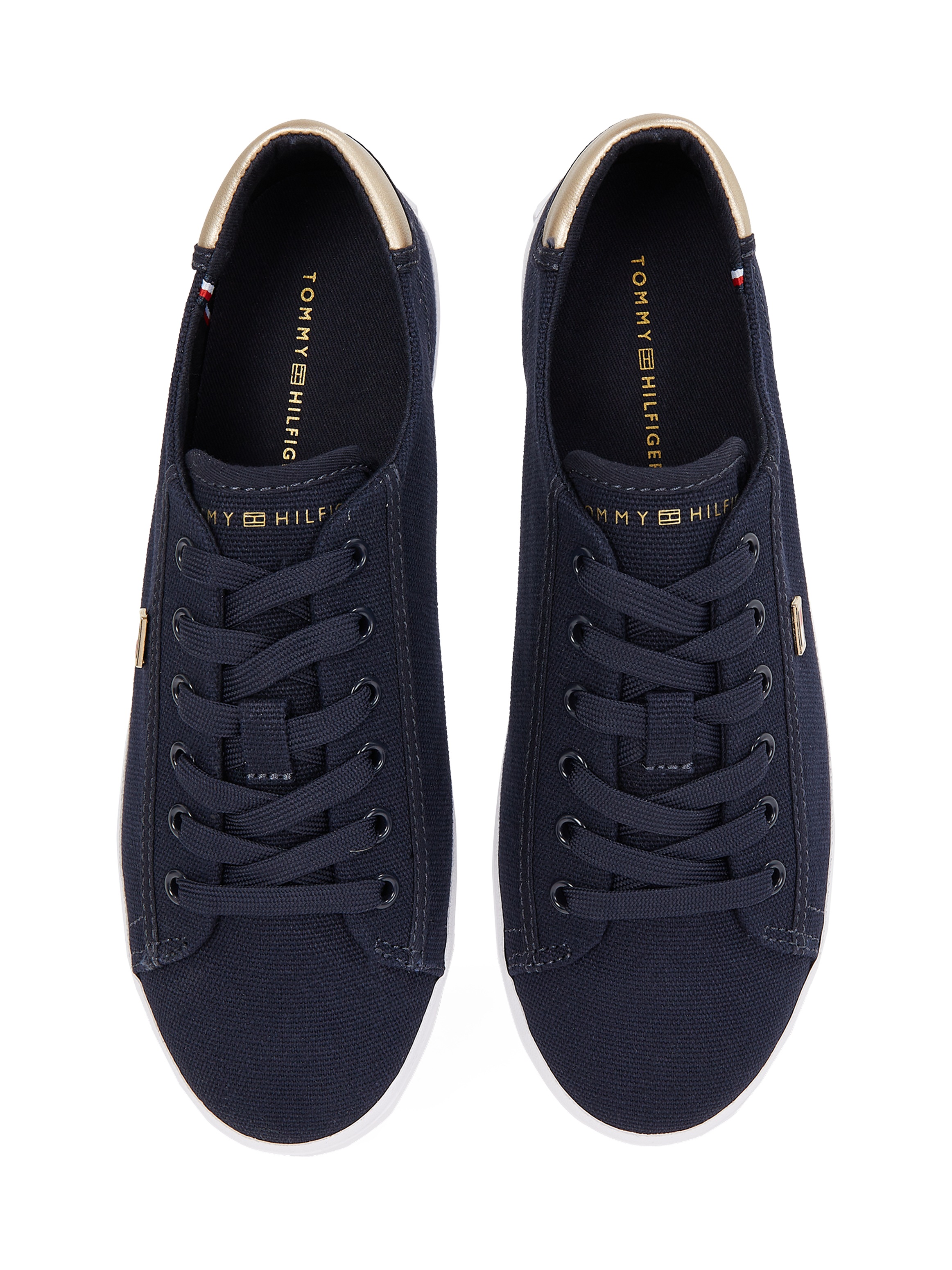 Tommy Hilfiger Plateausneaker »VULC CANVAS LACE UP SNEAKER«, Freizeitschuh, Halbschuh, Schnürschuh, in schmaler Form