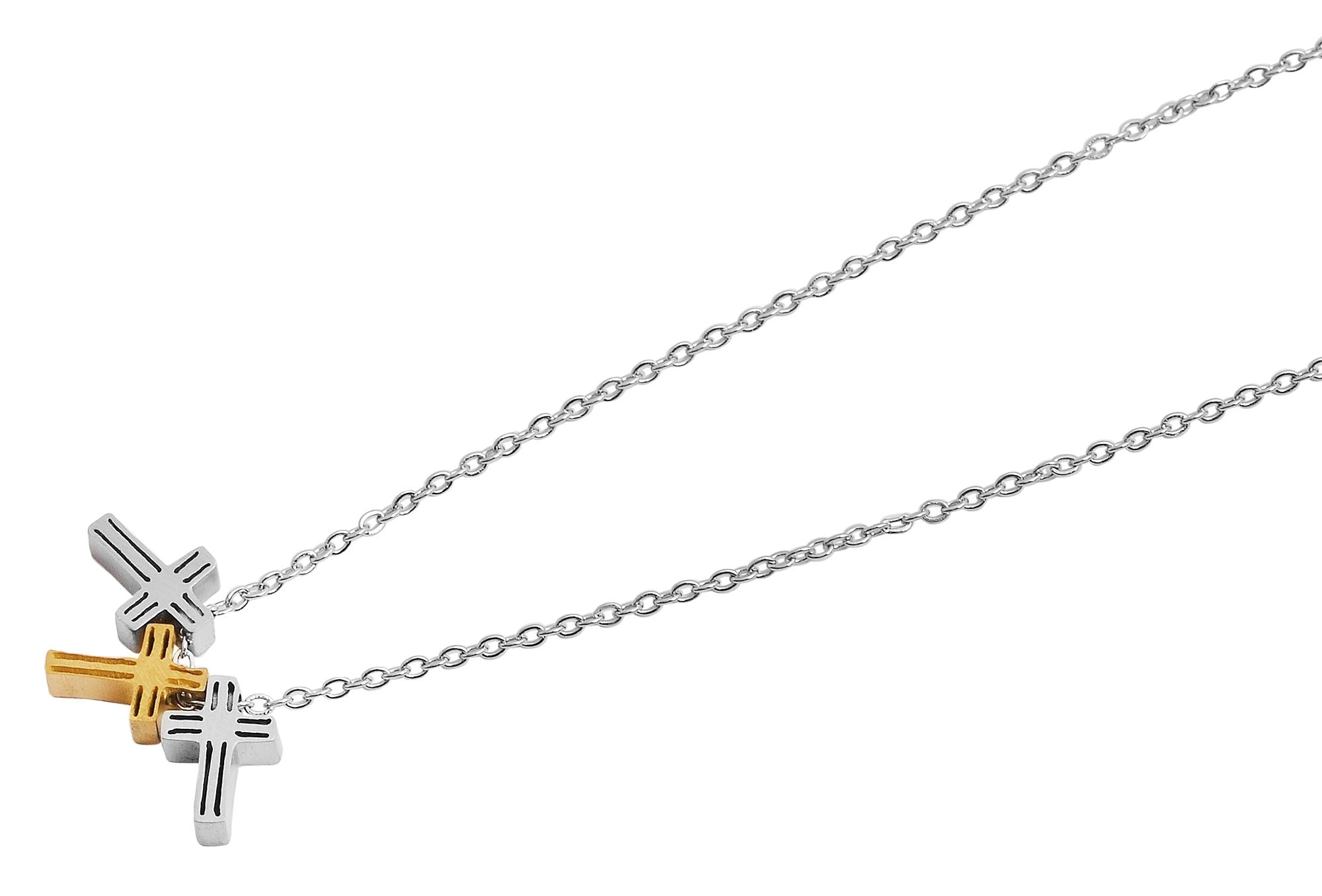 Adelia´s Gliederkette »Damen Halskette ¿ Ankerkette Kreuz aus Edelstahl 43 cm«