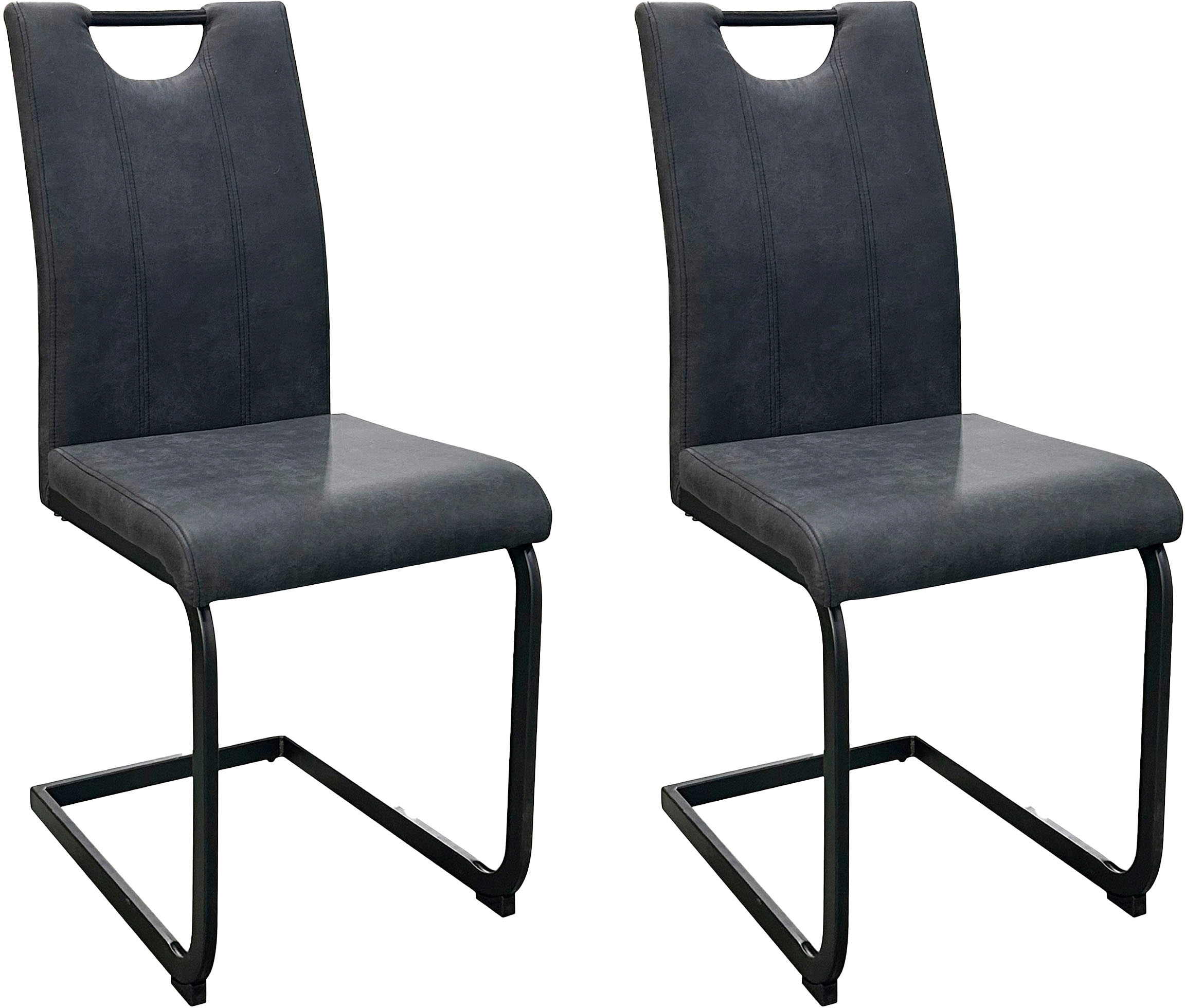 byLIVING Freischwinger »Banff (2er-Set)«, (Set), mit Griff, Gestell Metall schwarz, Küchenstuhl, diverse Bezüge
