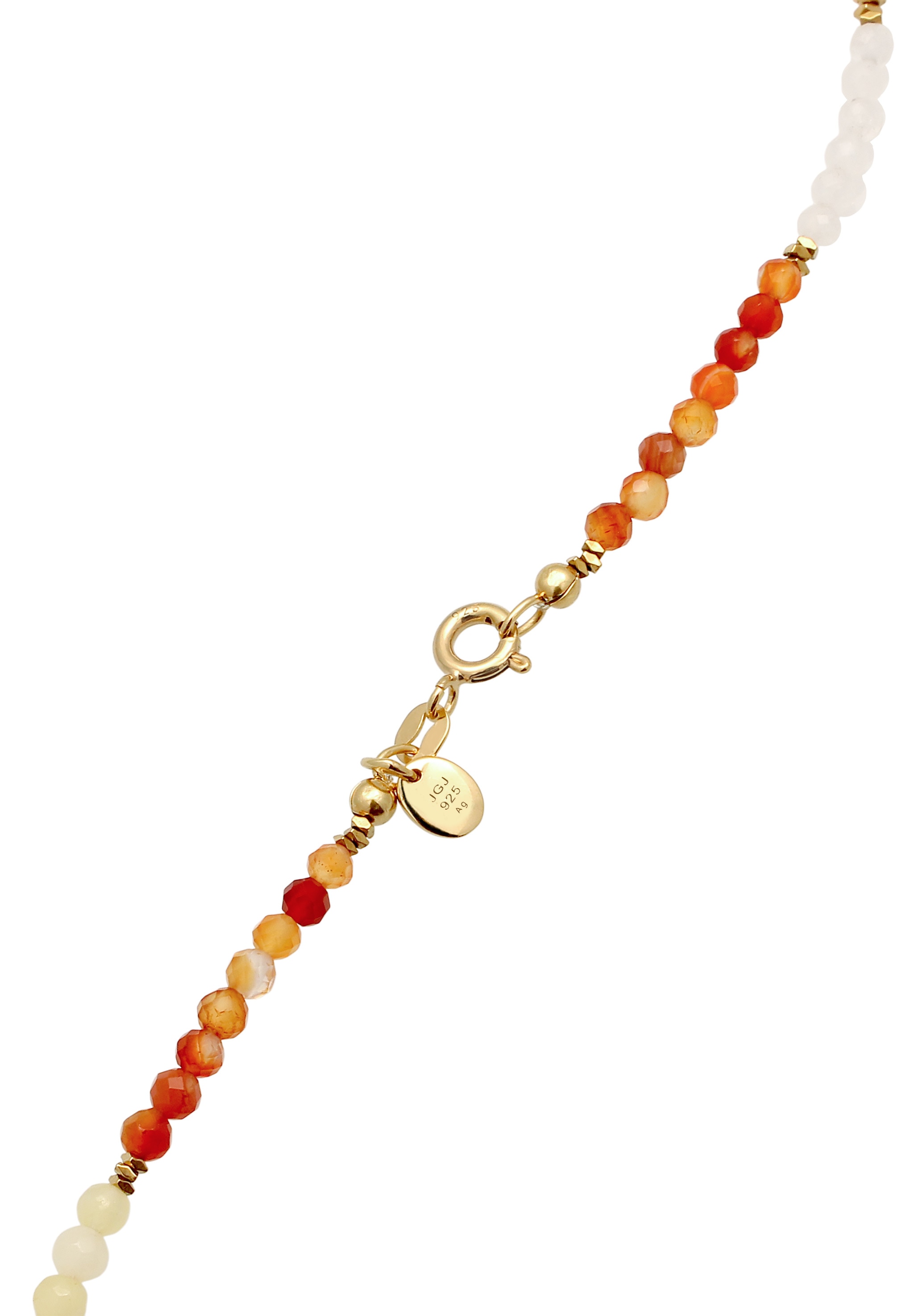 Elli Premium Silberkette »Halskette Perlen Zirkonia Mondstein Achat Bunt 925 Sterling Silber vergoldet«