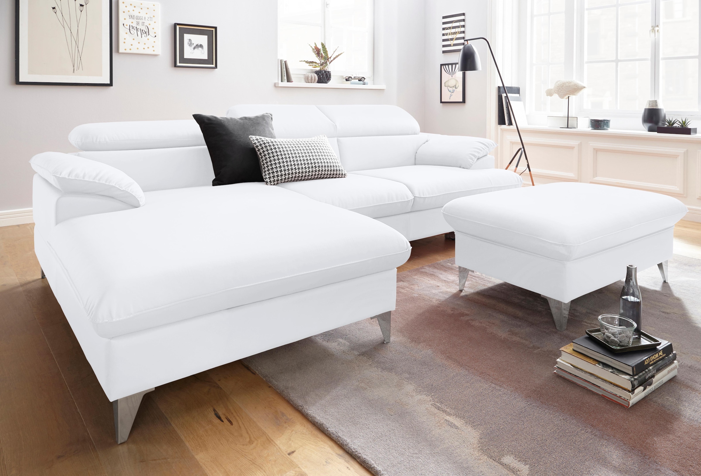 COTTA Ecksofa »Caluso L-Form«, inklusive Kopfteilverstellung, wahlweise mit Bettfunktion