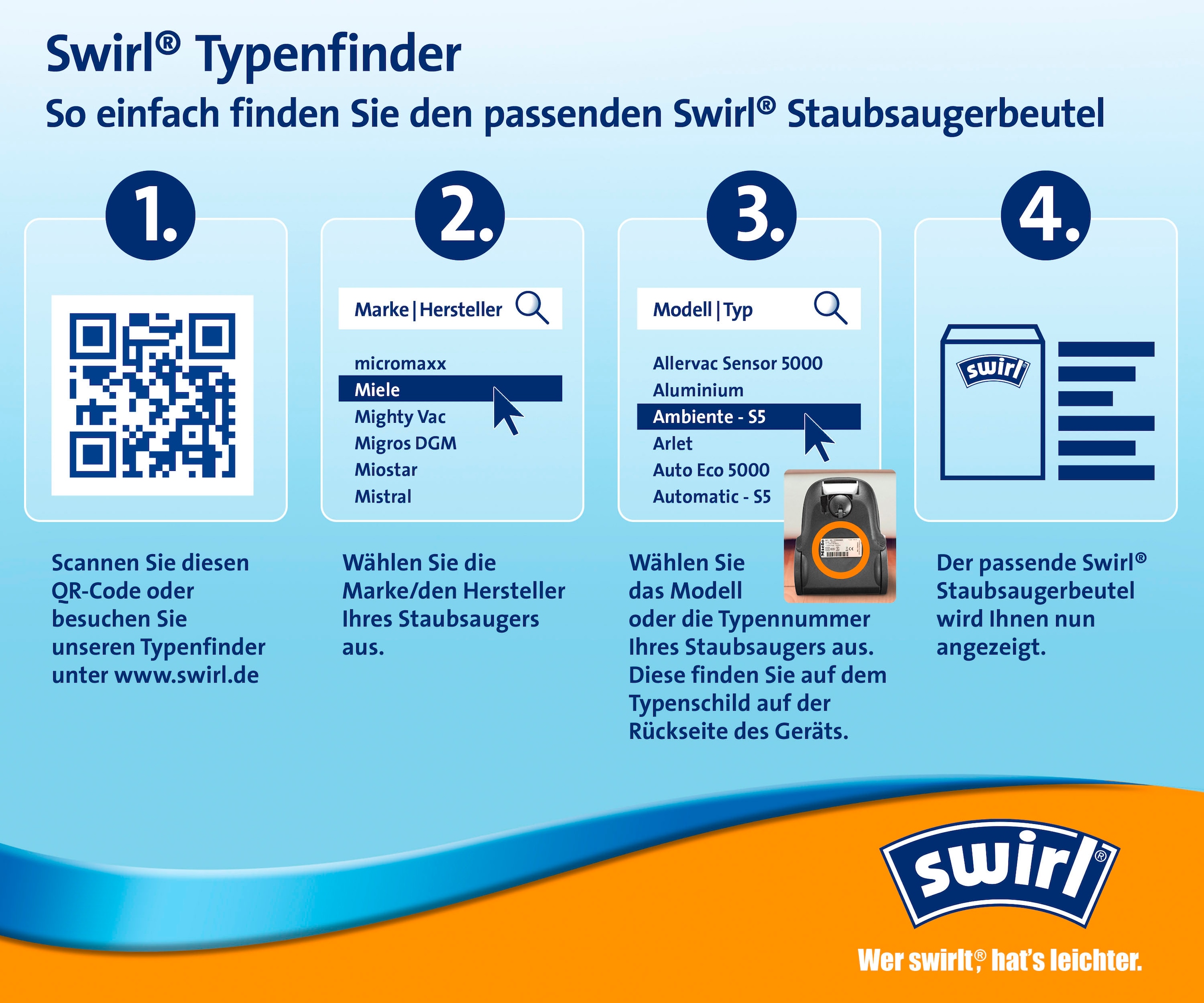 Swirl Staubsaugerbeutel »KÄ 3®«, (Packung, 3 St.), Staubsaugerbeutel für Kärcher & Shop-Vac Nass- und Trockensauger