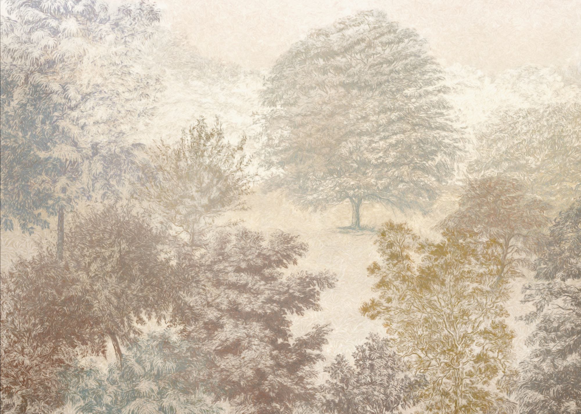 Komar Fototapete »Vlies Fototapete - Herbstwald - Größe 350 x 250 cm« Motiv | bedruckt glatt