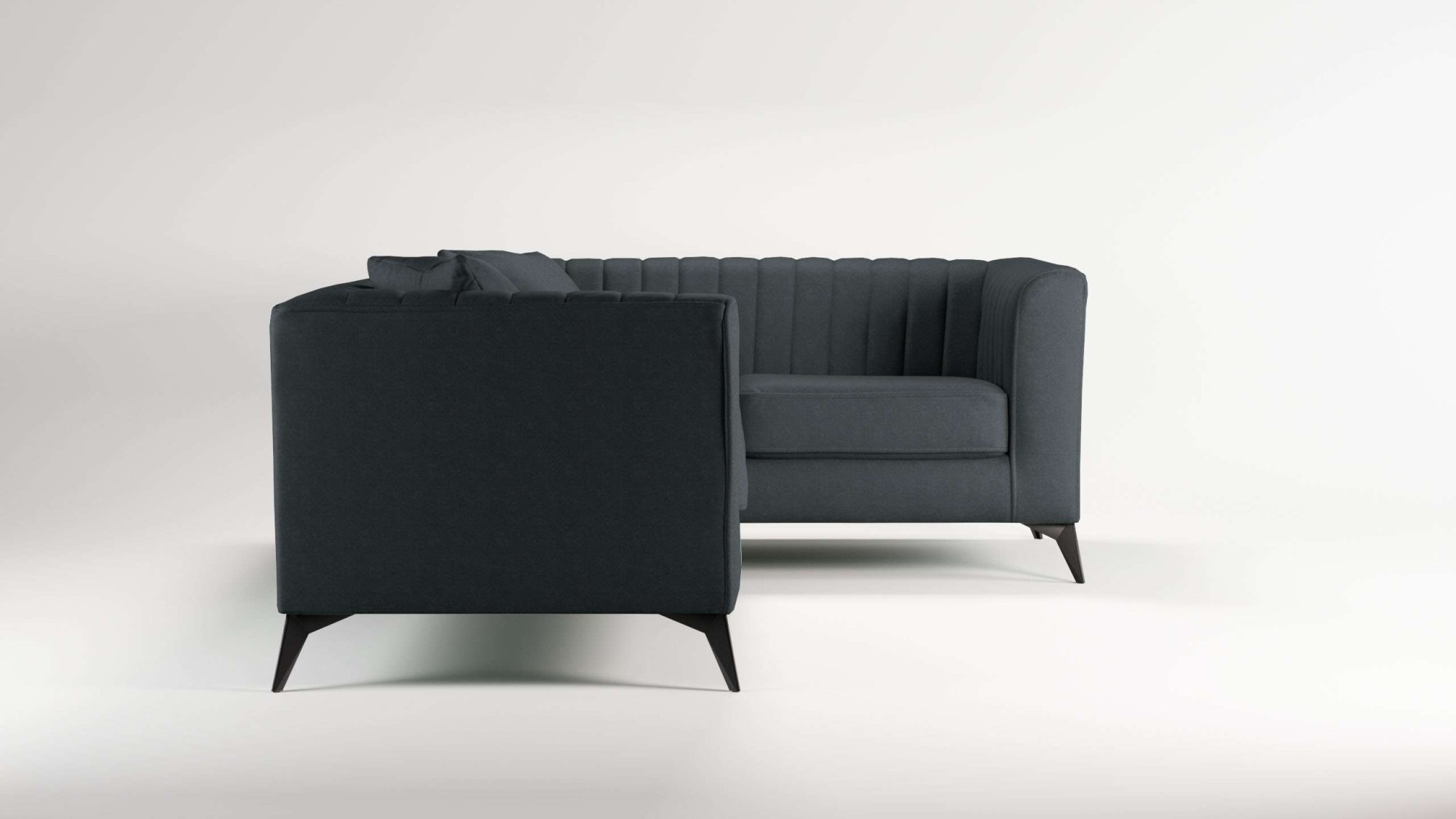 Places of Style Ecksofa »MATTHEW L-Form ideal für kleine Räume, Maße B/T/H: 240/167/74 cm«, elegantes Designsofa, Steppung im Rücken, incl. Zierkissen