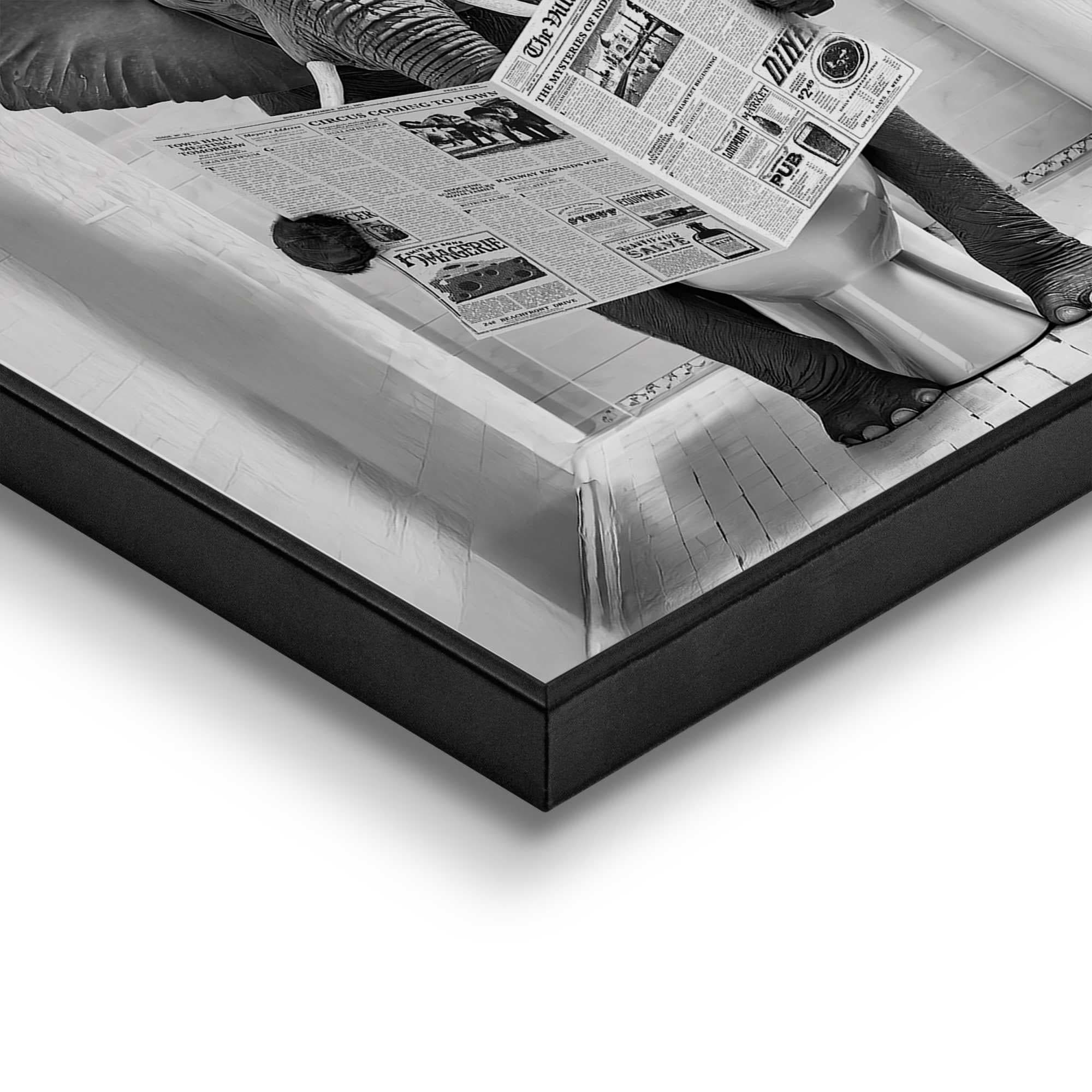 Reinders! Poster »Elephant Toilet« Toilette - WC - Zeitung - Schwarz-Weiß - MDF - Tiere - 50x50 cm