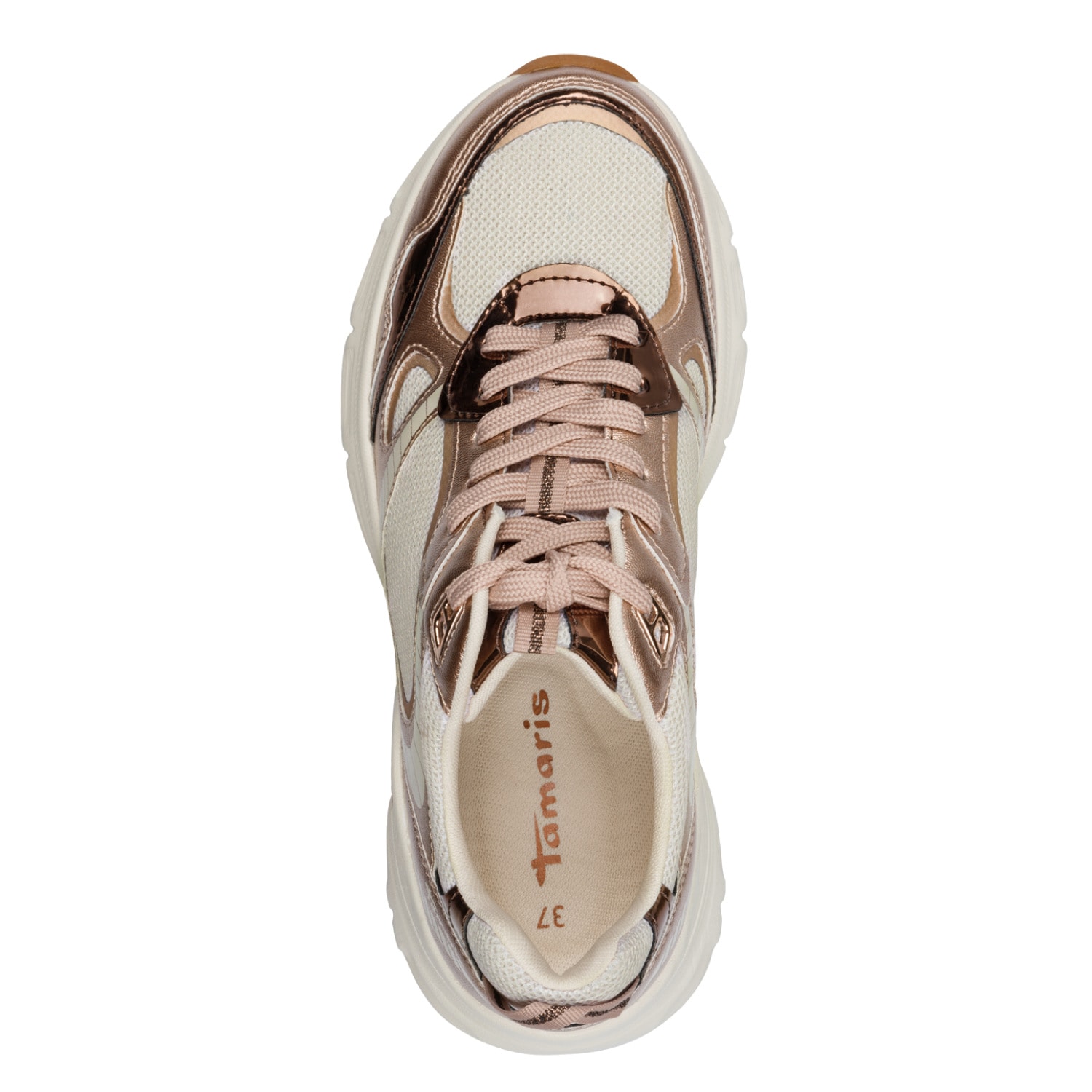 Tamaris Plateausneaker  , Freizeitschuh, Halbschuh, Schnürschuh mit Besätzen in Metallic-Optik