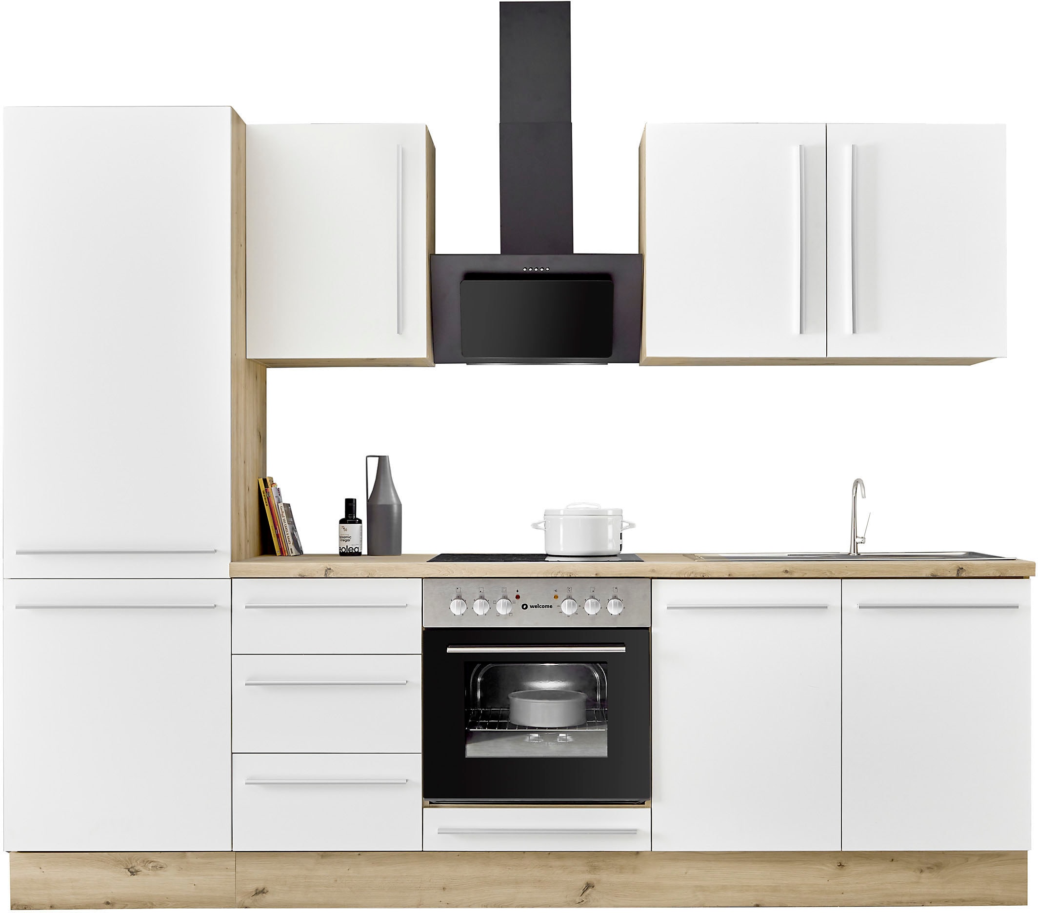 KOCHSTATION Küchenzeile »KS-Florida mit 38mm starker Arbeitsplatte« Breite 270 cm, wahlweise mit E-Geräten, Soft-Close-Funktion