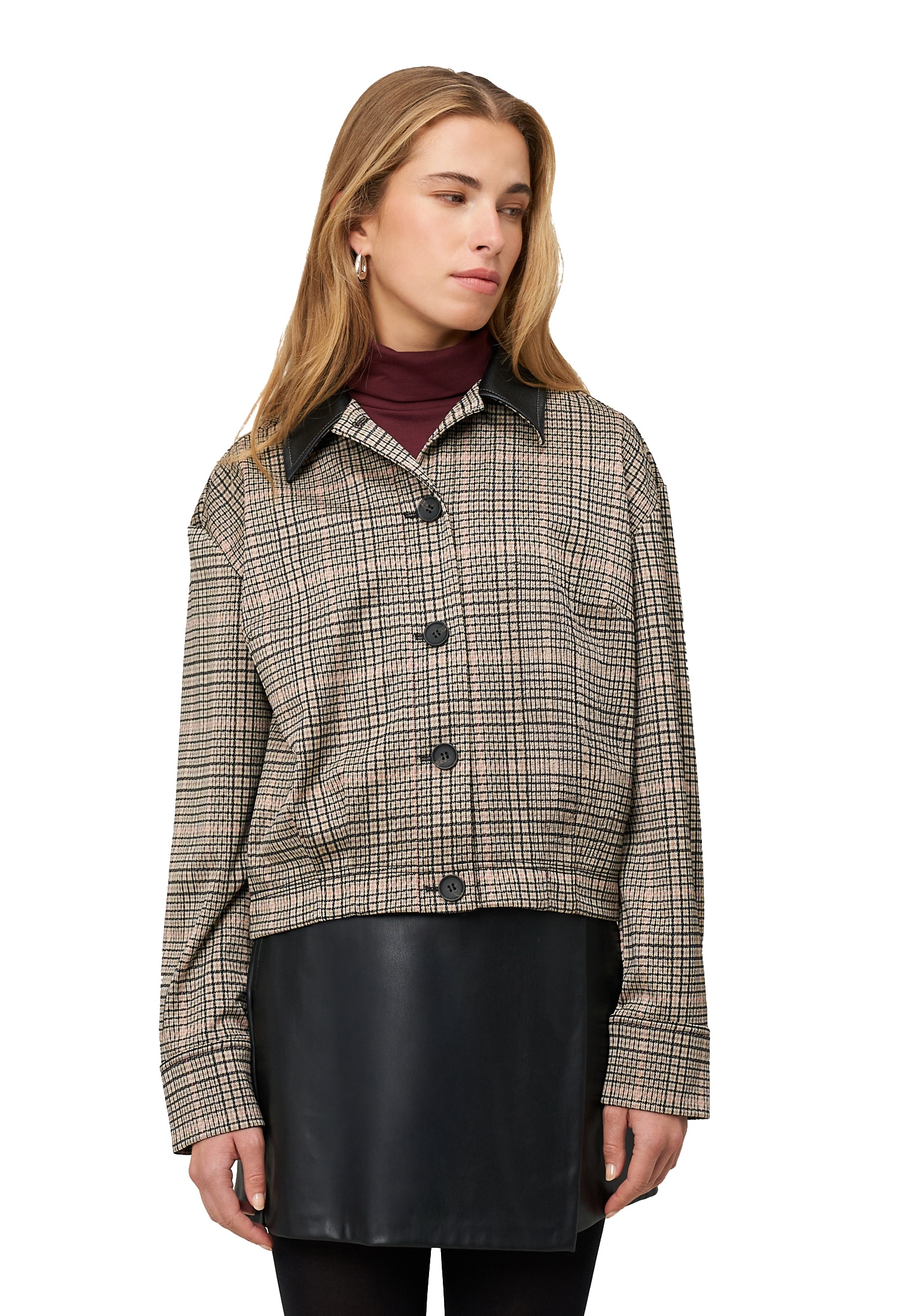 Zero Kurzblazer »Karo-Jacke mit Knopfleiste«