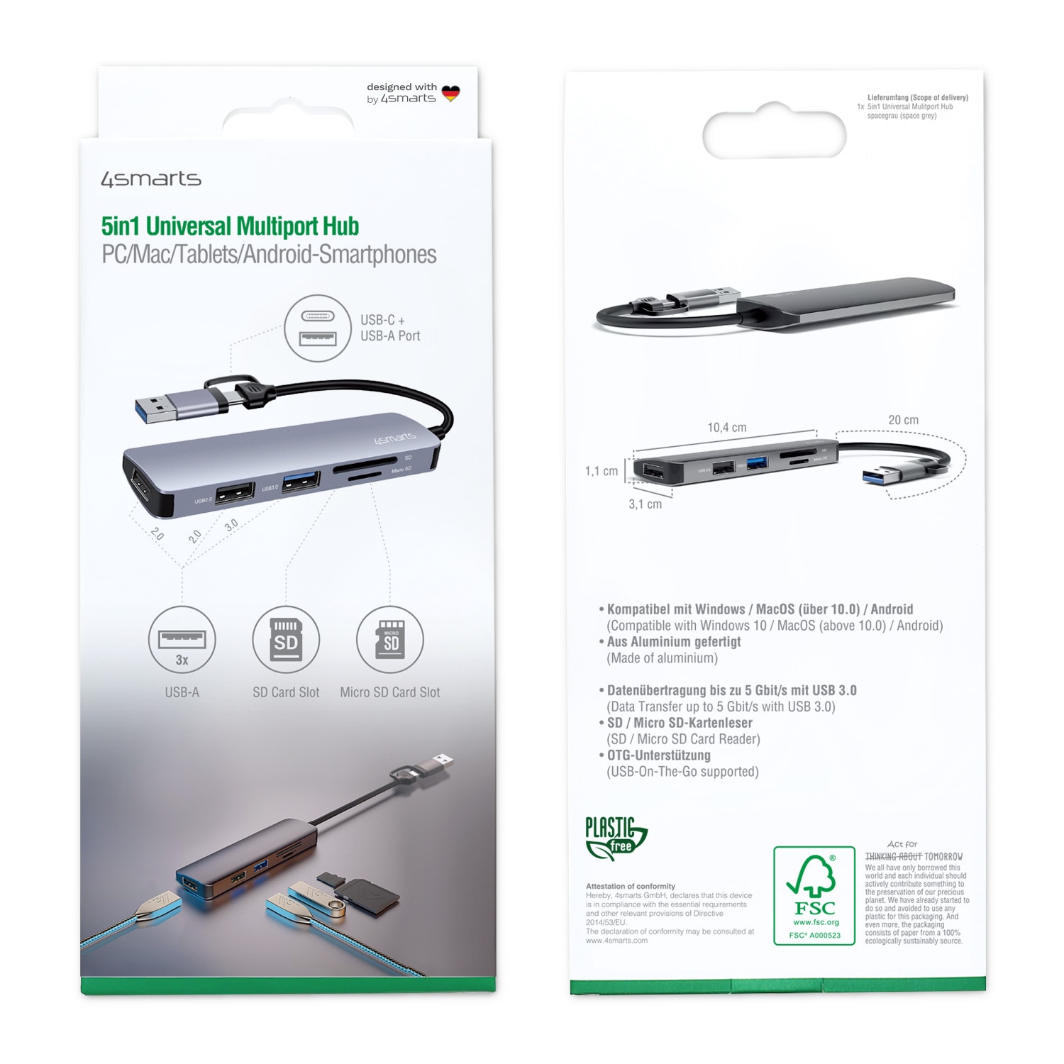 4smarts Laptop-Dockingstation »5 in1 Universal Mulitport USB Hub«