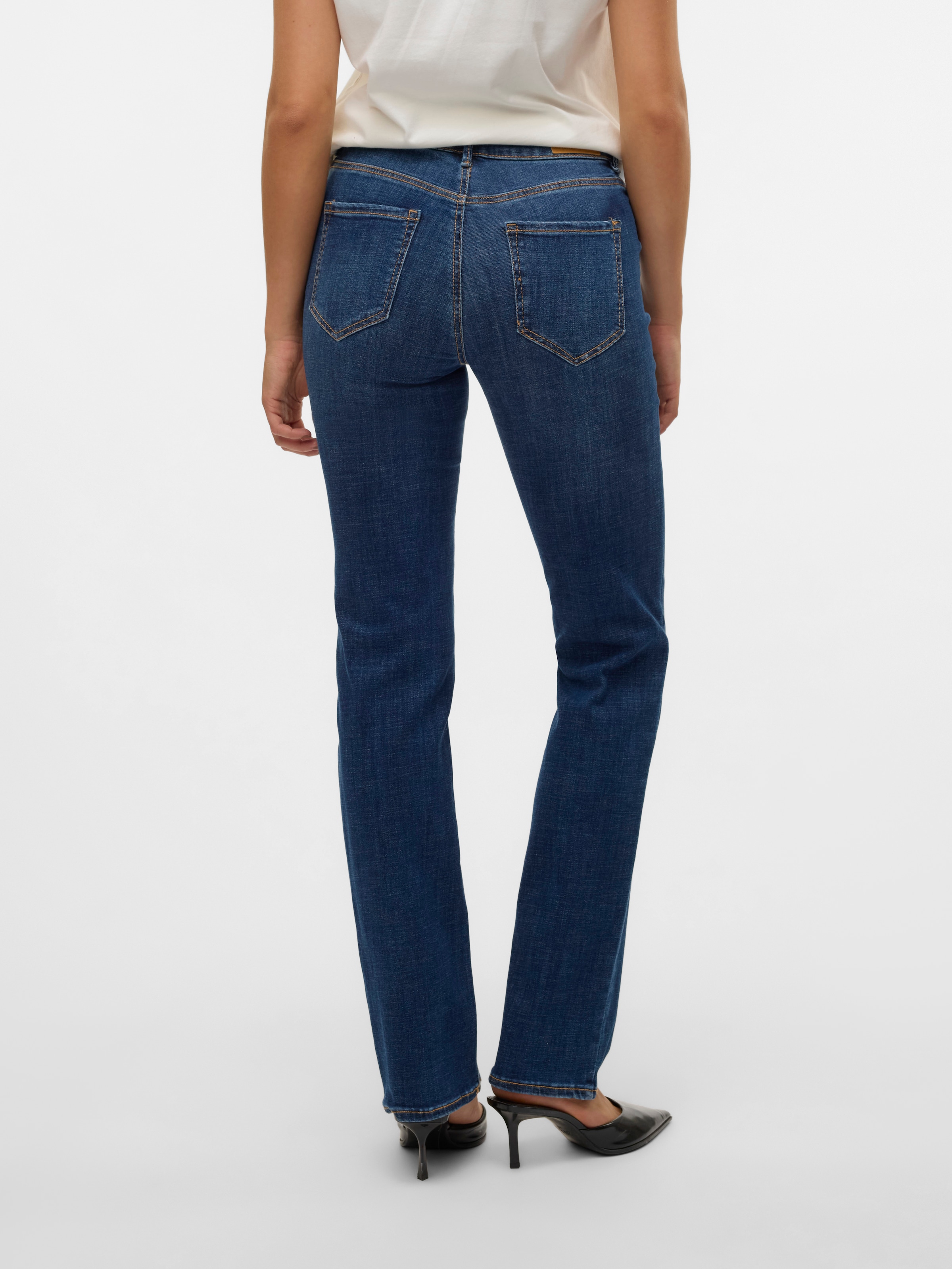 Vero Moda Straight-Jeans »VMFLASH MR STRAIGHT JEANS LI3300 GA NOOS« Baumwollmischung mit Stretch, regular waist, straight fit