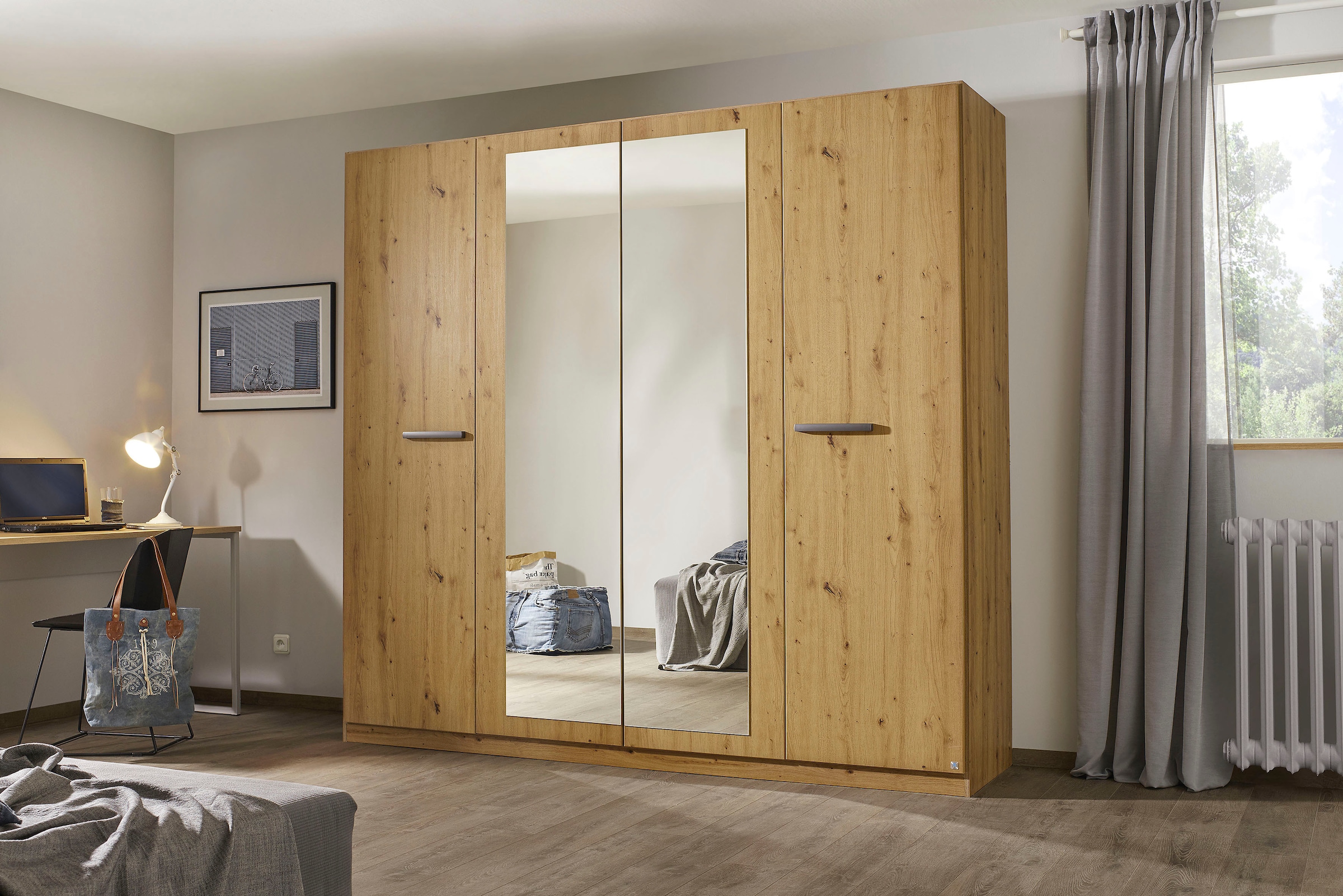 rauch Drehtürenschrank »Kleiderschrank Schrank Garderobe Garderobenschrank Stauraumwunder MODI«, optional mit Spiegel MADE IN GERMANY