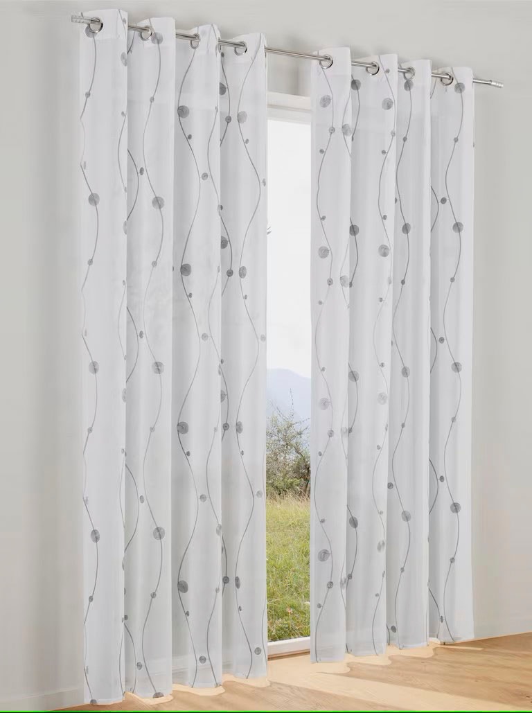 Kutti Vorhang »Nelly«, (1 St.), mit praktischen Ösen, halbtransparent, modern  bestickt Kreise grau bestellen | UNIVERSAL
