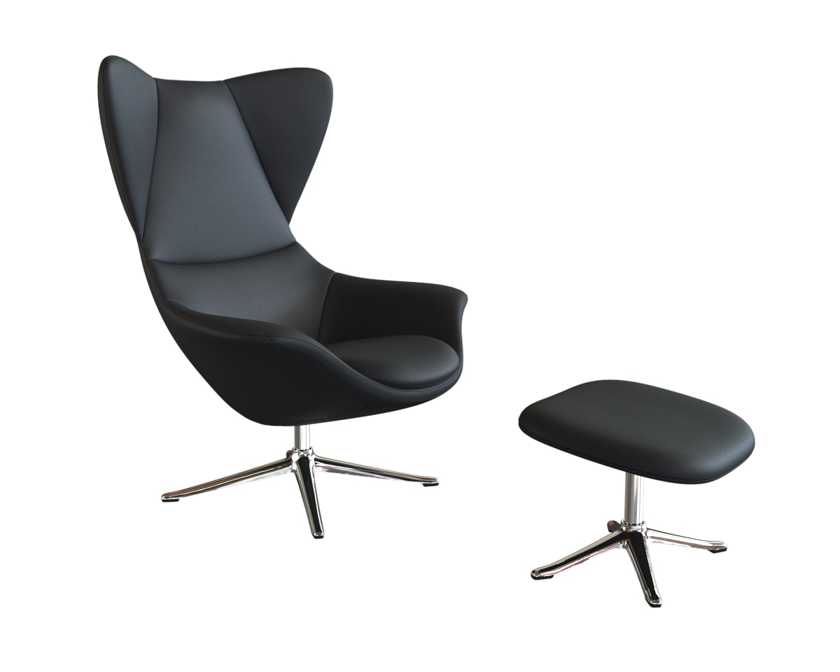 FLEXLUX Polsterhocker »Stilo Fußstütze, für Beinauflage zur besseren Entspannung,«, Fuß Aluminium, Fußhocker für Drehsessel