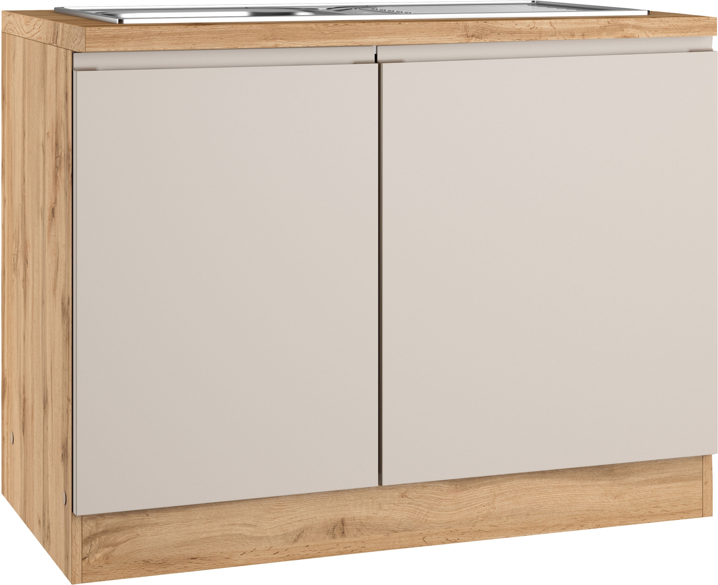 KOCHSTATION Spülenschrank "KS-Virginia,neu in verbesserter Ausführung" Stauraum, Softclose, ohne Armatur, Breite 110 cm, inklusive Einbauspüle, Soft-Close