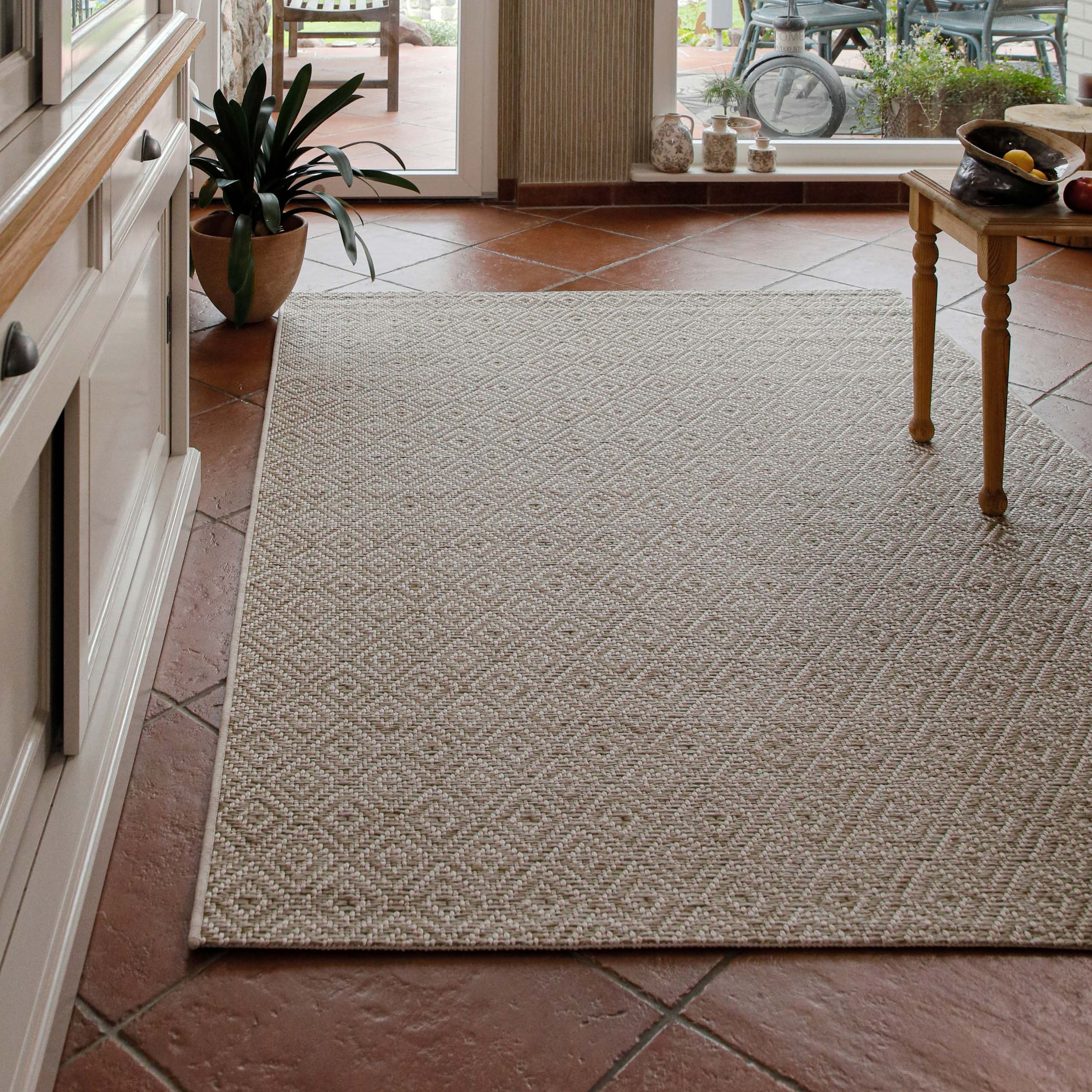 Wecon home Teppich »Miami Beach« rechteckig 5 mm Höhe In- & Outdoor Teppich, wetterfest, modernes Rauten Muster, Balkon