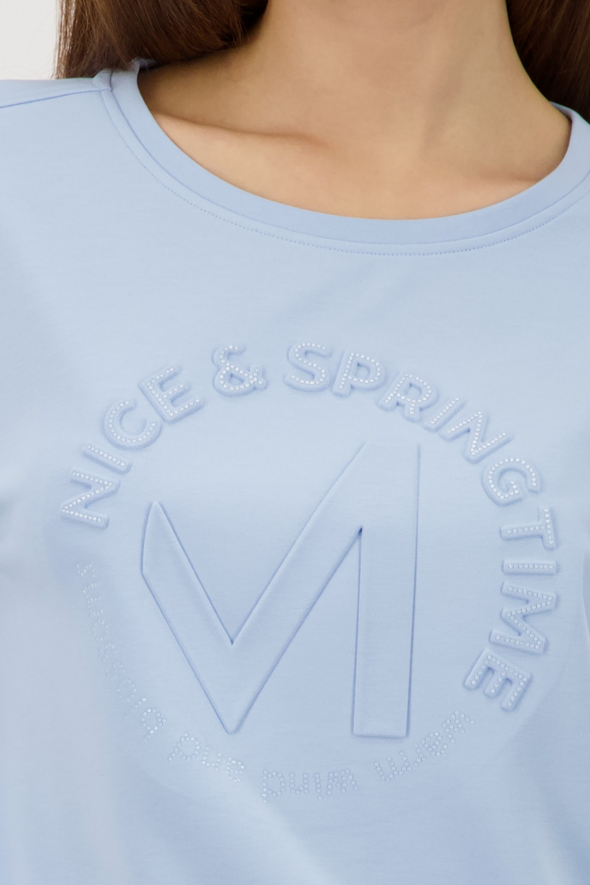 Monari Sweatshirt , Rundhalsausschnitt, Prägedruck mit Strasssteinen, Regular Fit
