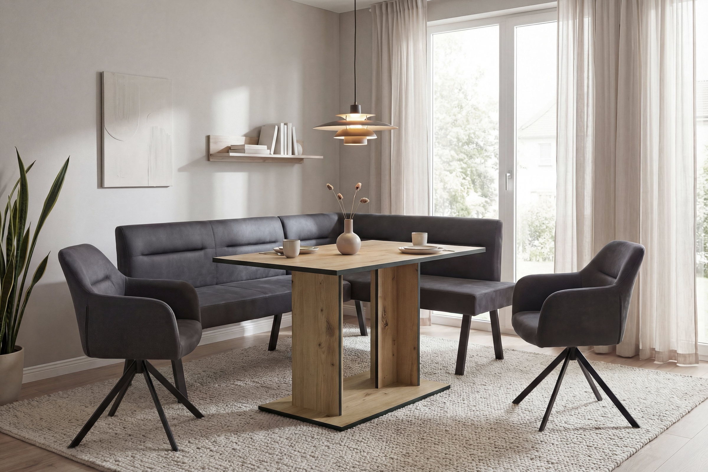 byLIVING Säulen-Esstisch »TOM« Artisan Eiche (Eiche-Optik), 100 kg, 4 Sitzplätze, Säule: 25 x 56,6 cm
