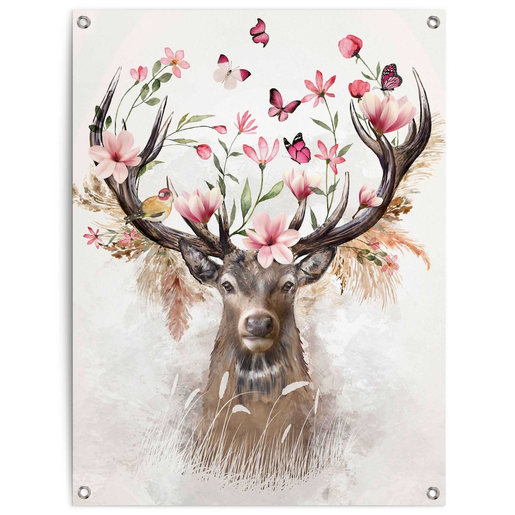 Reinders! Poster »Hirsch in Blumen«