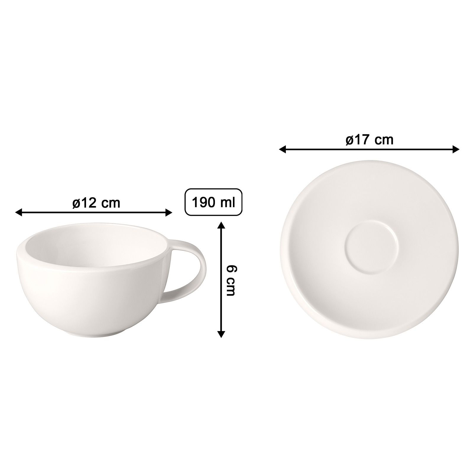 Villeroy & Boch Tasse »Kaffeetassen mit Untertassen NewMoon 190 ml 6er Set weiß«