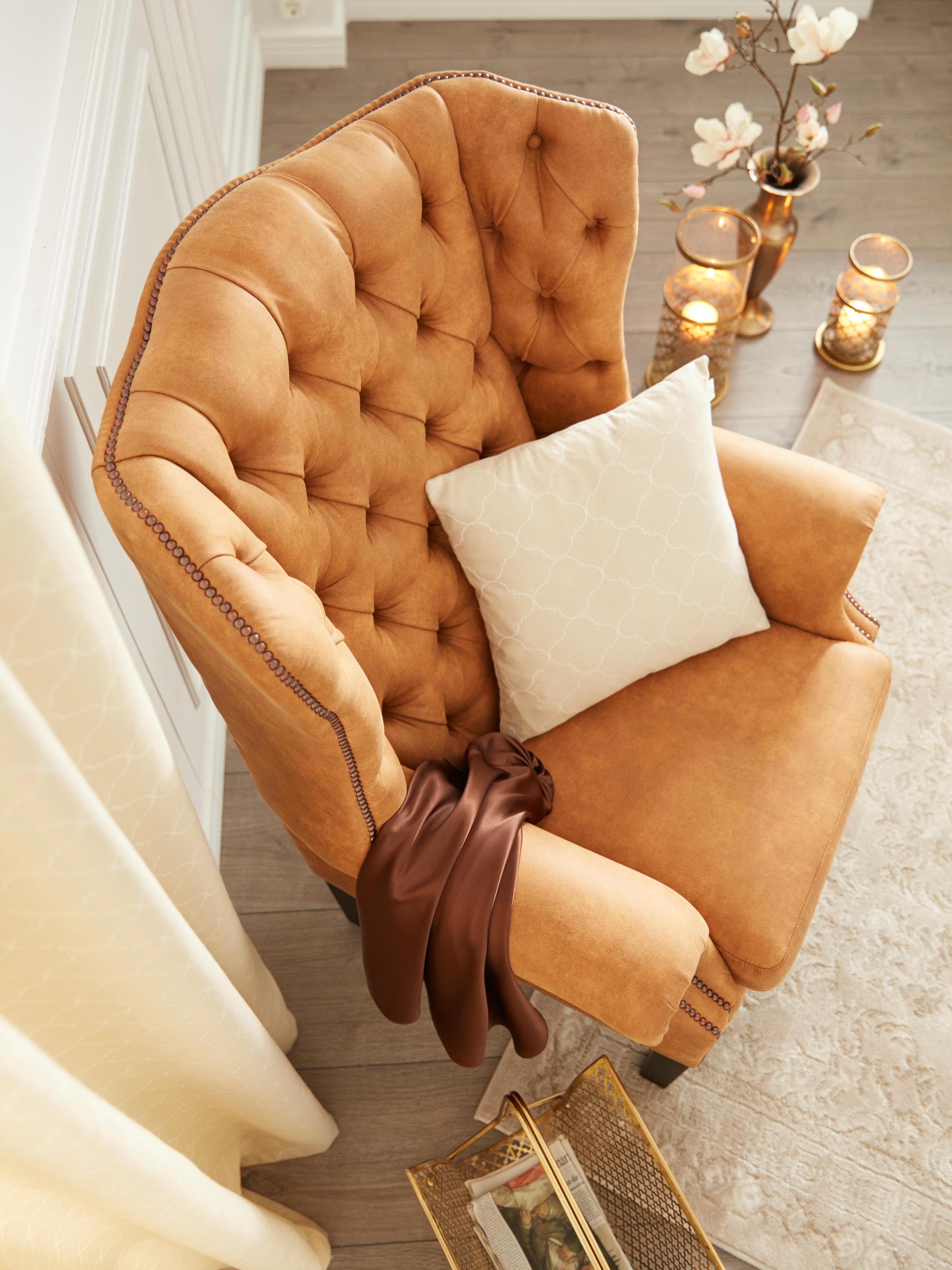 Home affaire Sessel »Bedford Ohrensessel Chesterfield«, mit aufwendiger Knopfheftung und geschwungenen Armlehnen