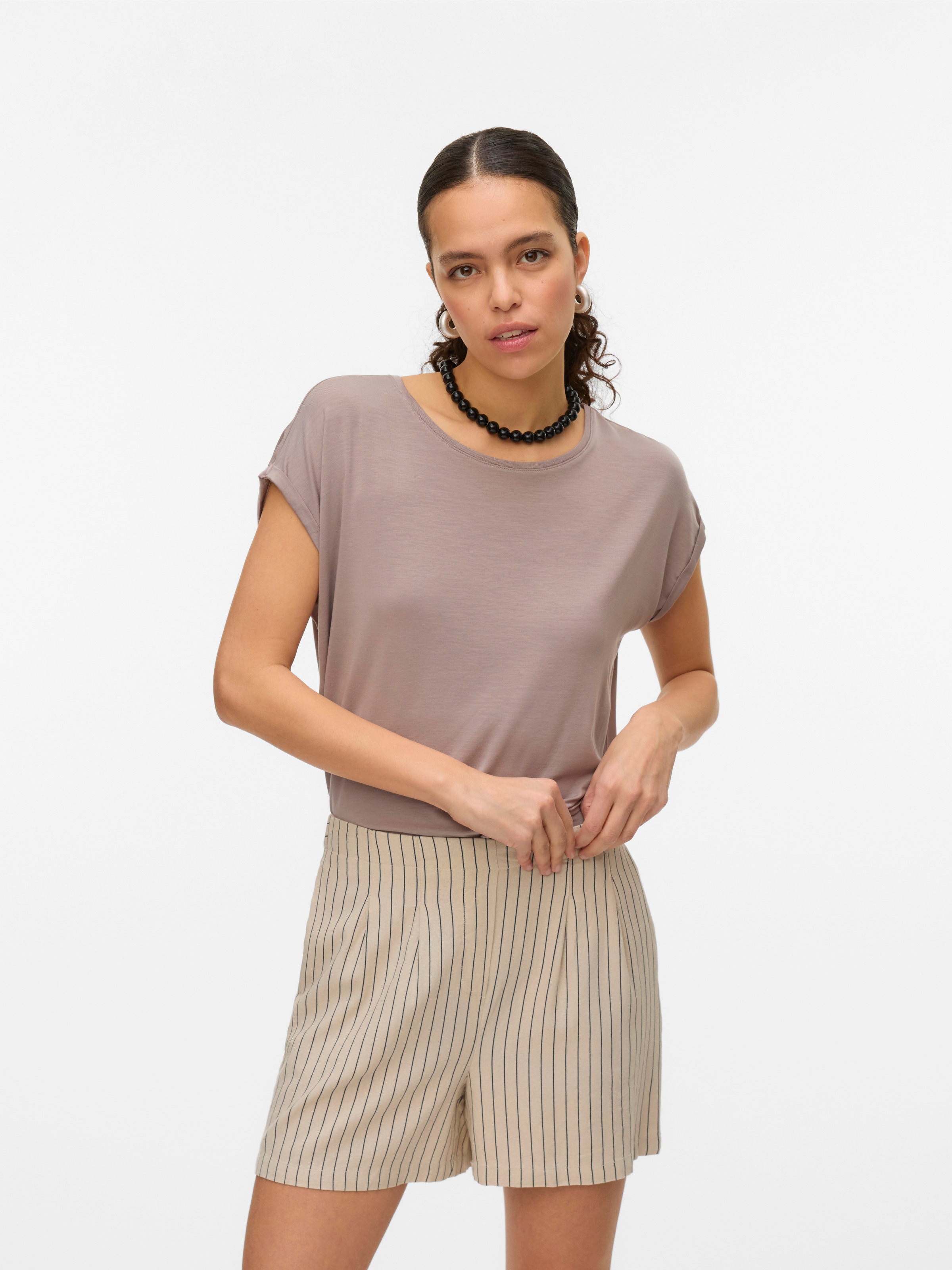 Vero Moda Rundhalsshirt »VMAVA PLAIN SS TOP GAJRS NOOS«