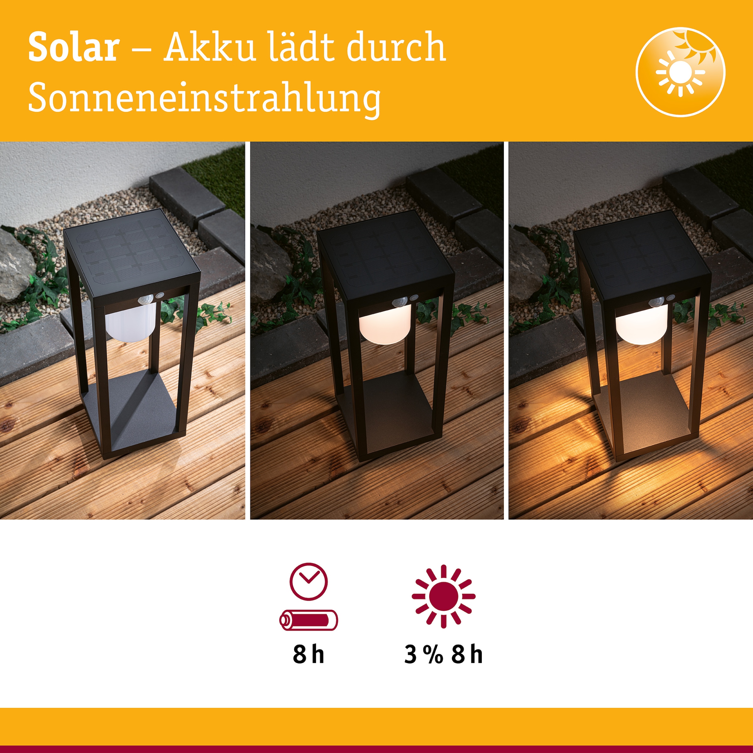 Paulmann LED Gartenstrahler »Solar Lichtobjekt Marisol IP44 3000K 350lm Schwarz« 1 Stk. Warmweiß Bewegungsmelder