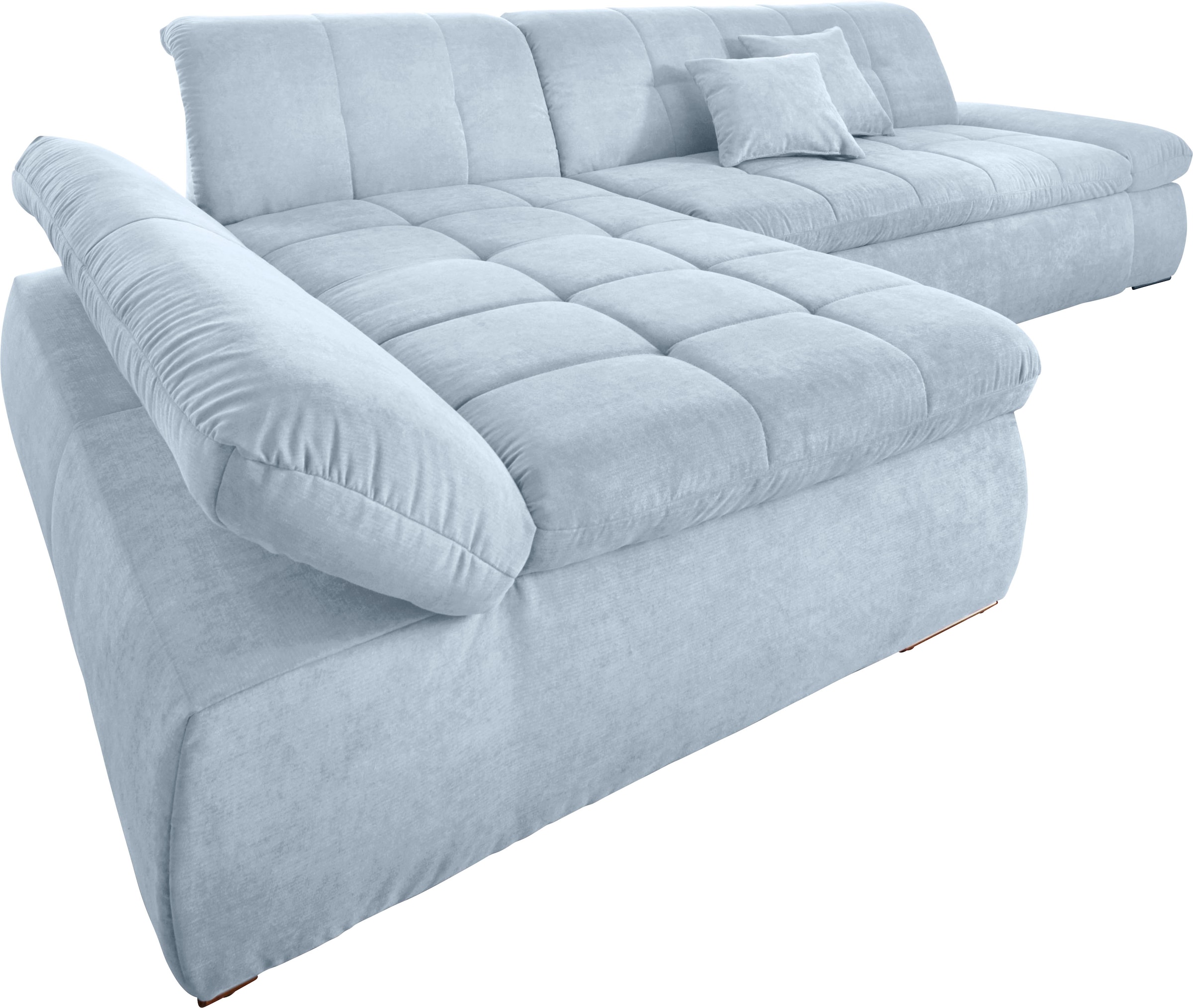 DOMO collection Ecksofa »NMoric XXL, B/T/H: 300/172/80cm, Revamierenabschluss L-Form«, wahlweise mit Bettfunktion und Armlehnverstel,lung