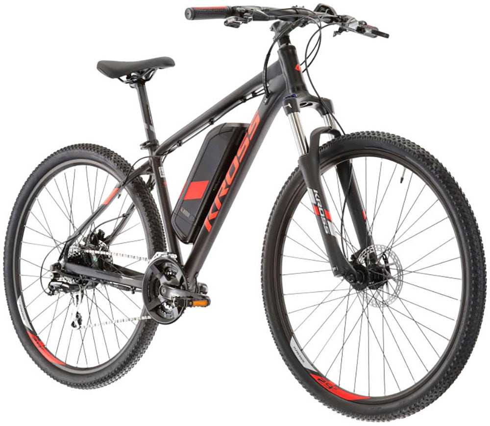 Kross E-Bike »E-MTB Hexagon Boost 1.0 522 29 Zoll schwarz«, 24 Gang, Shimano, ACERA M3020, Heckmotor 250 W, Pedelec, Elektrofahrrad für Damen und Herren