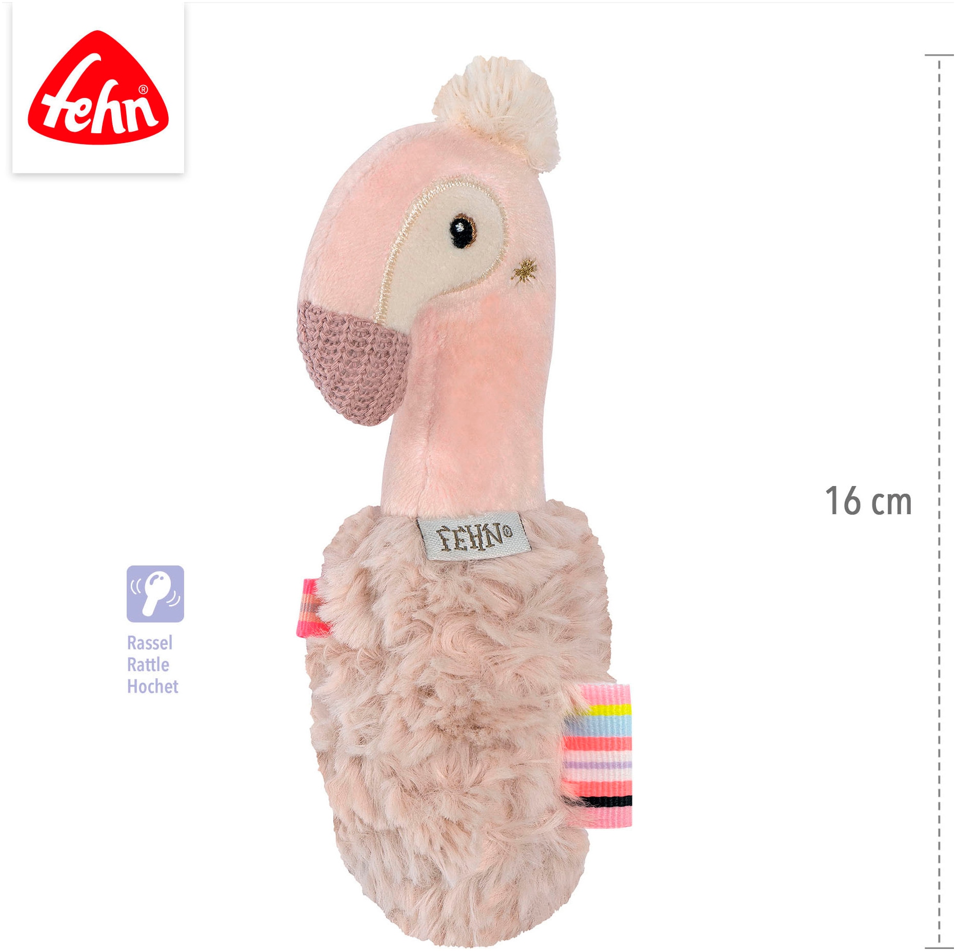 Fehn Greifspielzeug »Lazy, Crazy & Pink, Stabgreifling Flamingo«