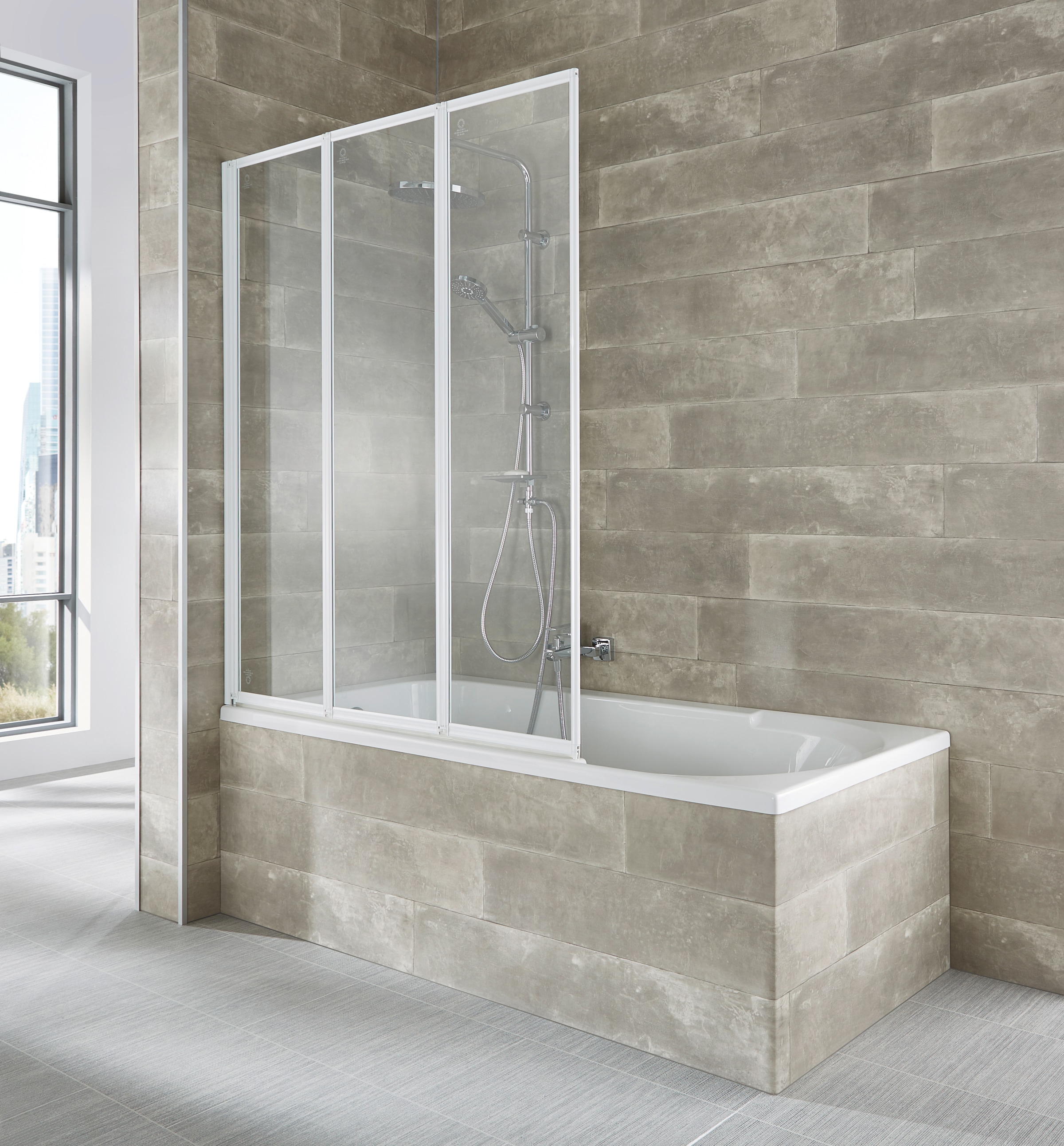 welltime Badewannenaufsatz "Nassau" 3 Stk. tlg. Badewannenfaltwand, Spritzschutzwand für Badewanne, Glaswand